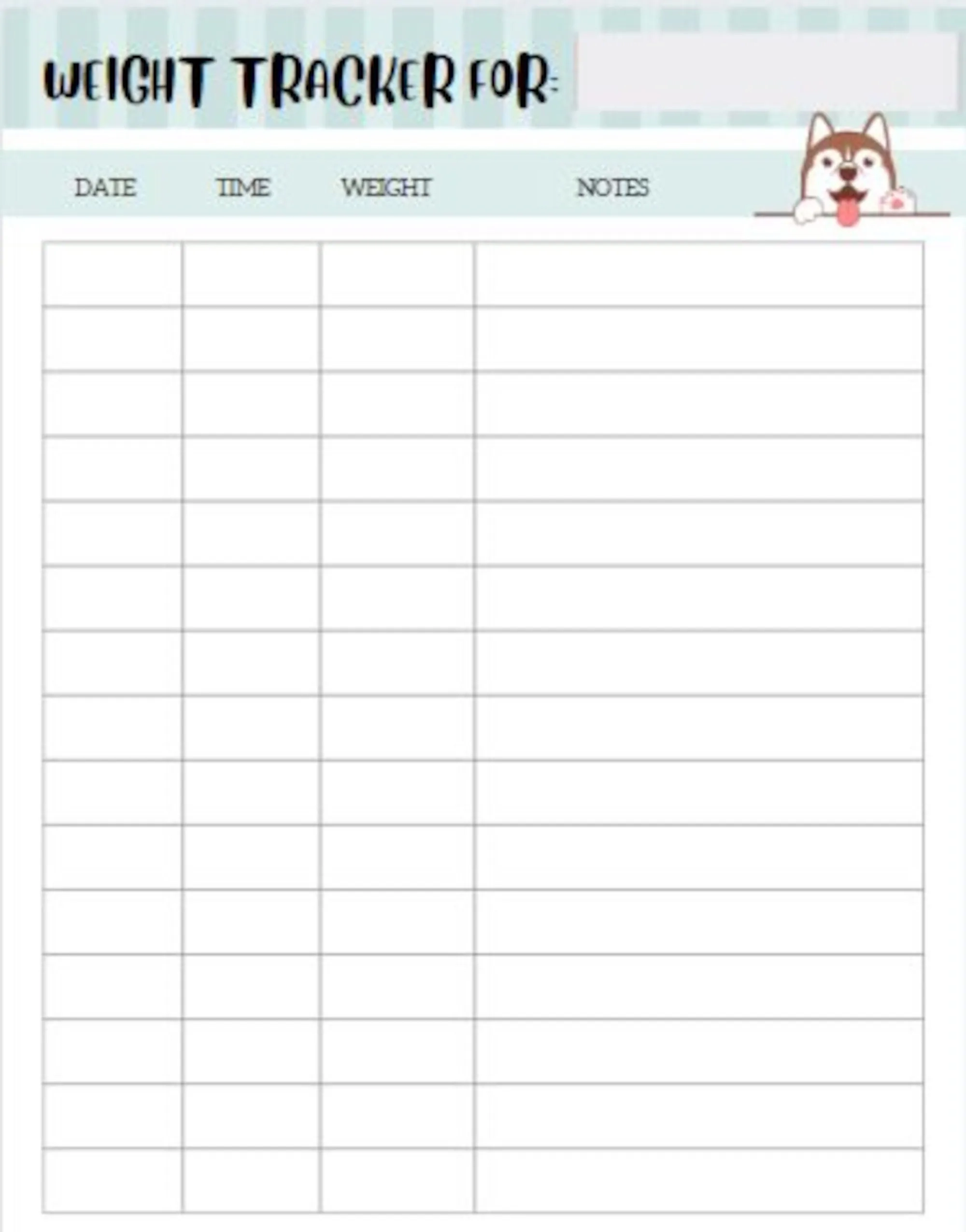 Puppy Weight Tracking Chart Etsy Denmark