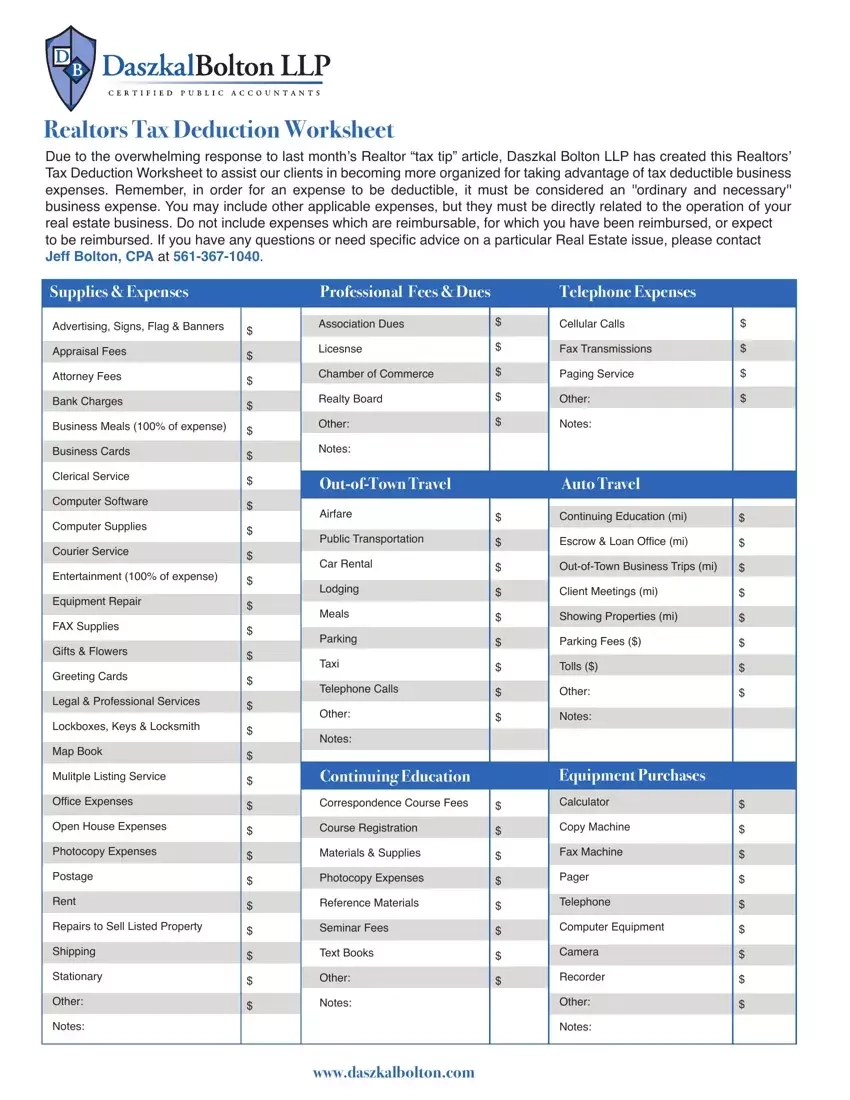 Real Estate Tax Deduction Worksheet Fill Out Printable PDF Forms Online