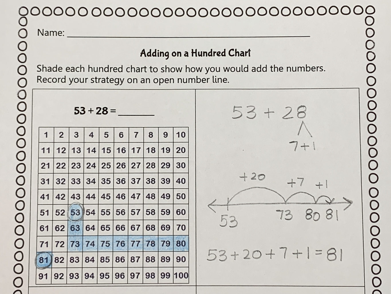 Printable Addition Chart To 100