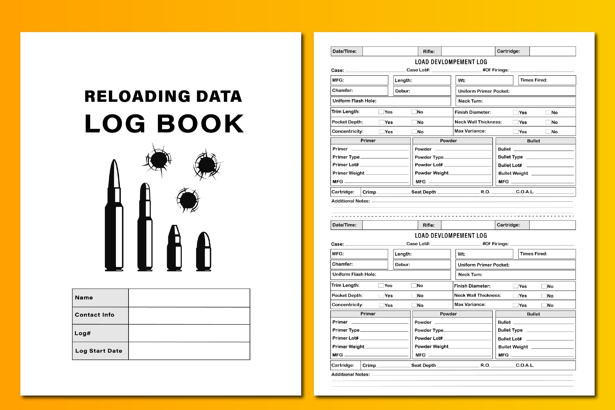 Reloading Data Log Book Interior KDP Reloading Data Log Book Interior KDP