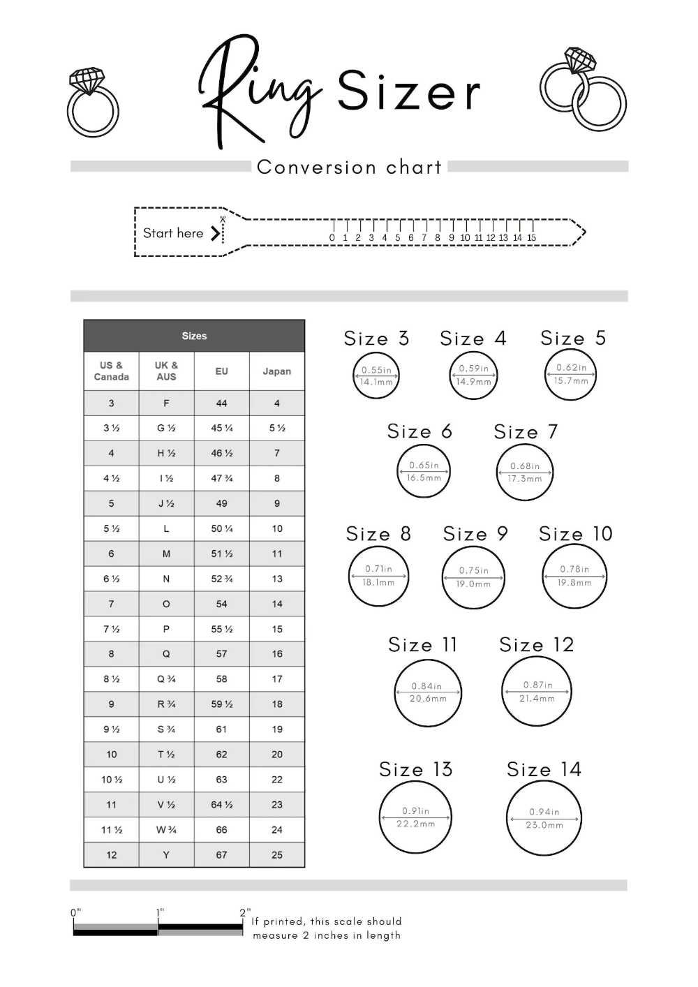 Ring Size Chart Millimeters