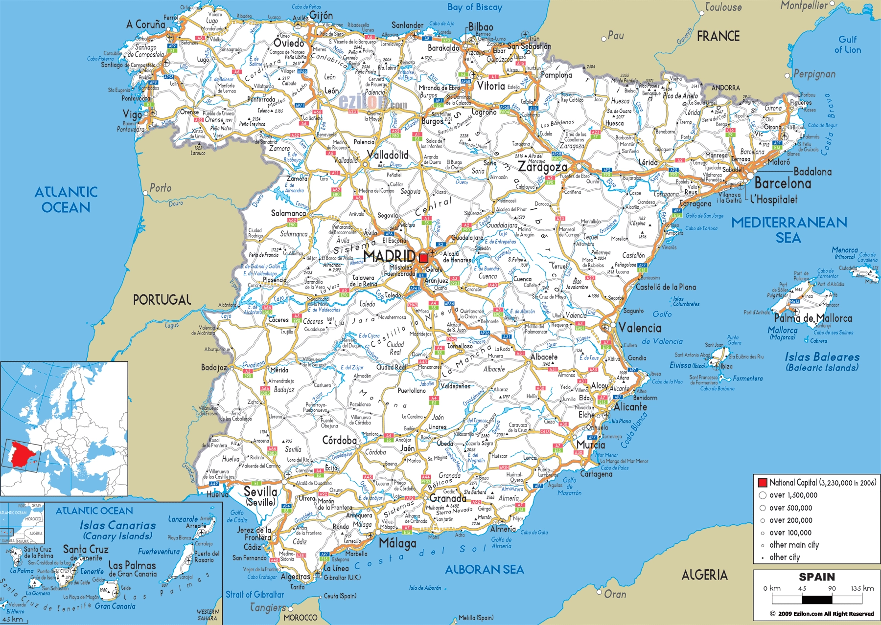Printable Map Of Spain And France
