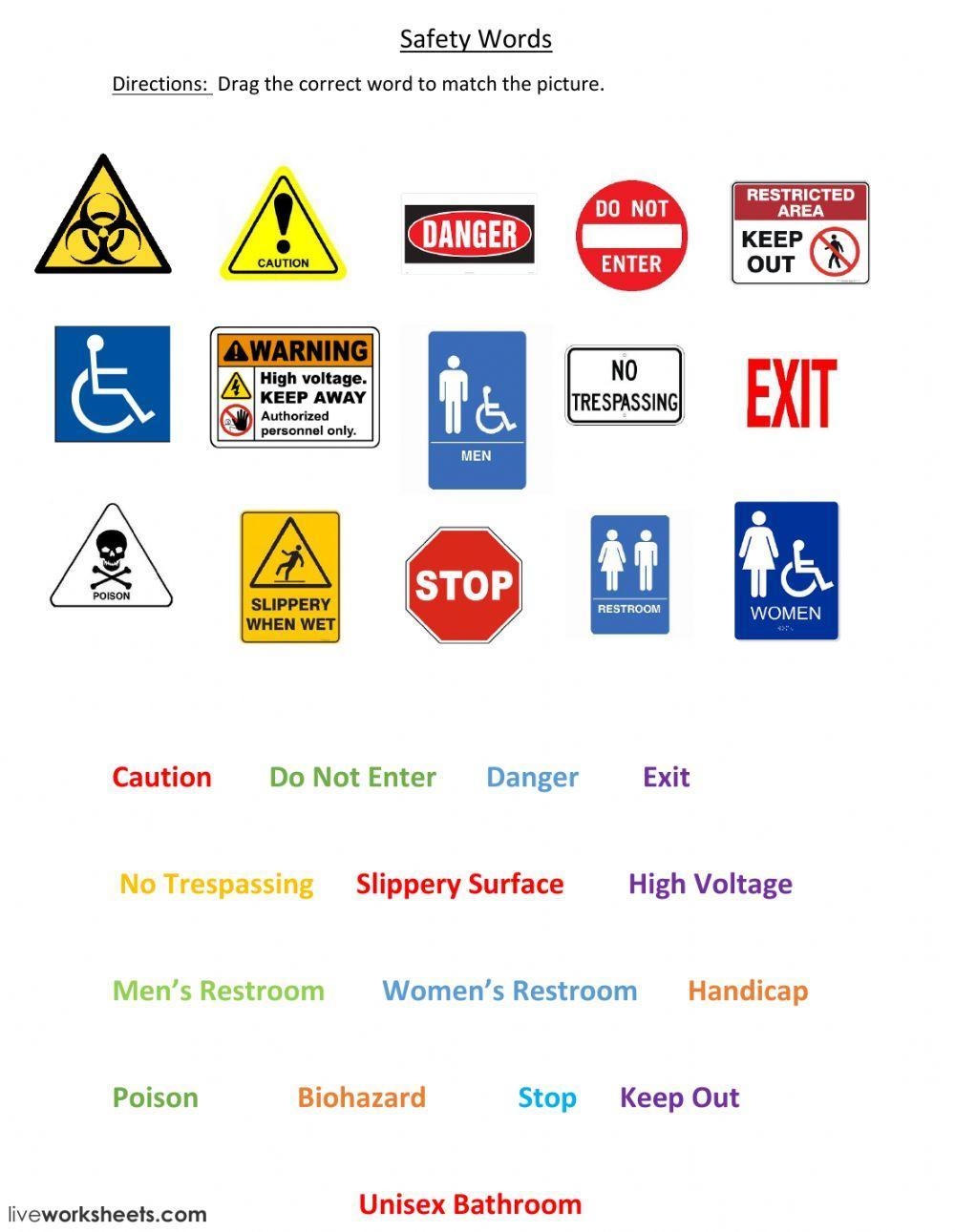 Safety Signs Worksheet Worksheets Library