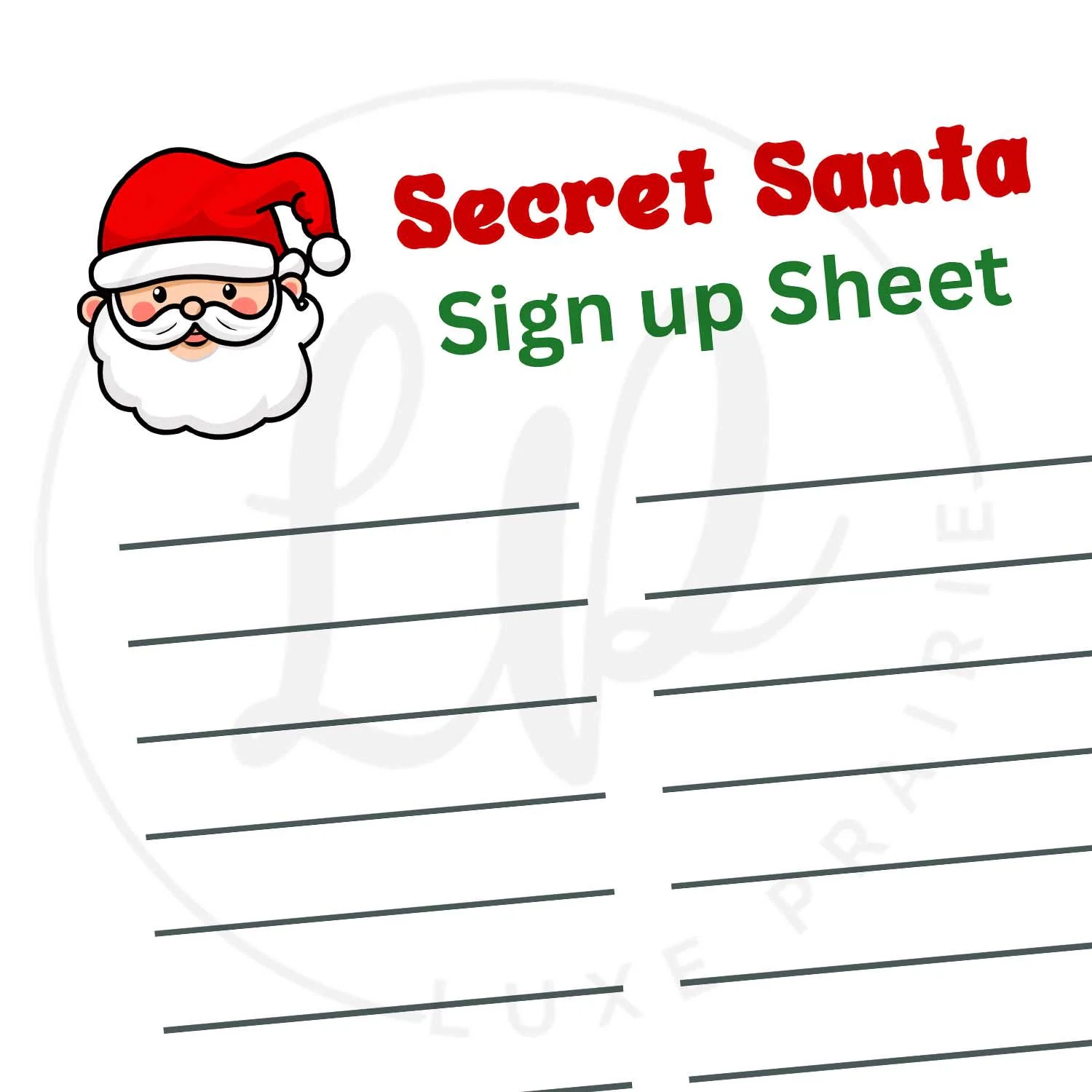 Secret Santa Printable Work Secret Santa Gift Exchange Secret Santa Sheet Sign Up Printable Class Secret Santa Family Christmas Party Etsy