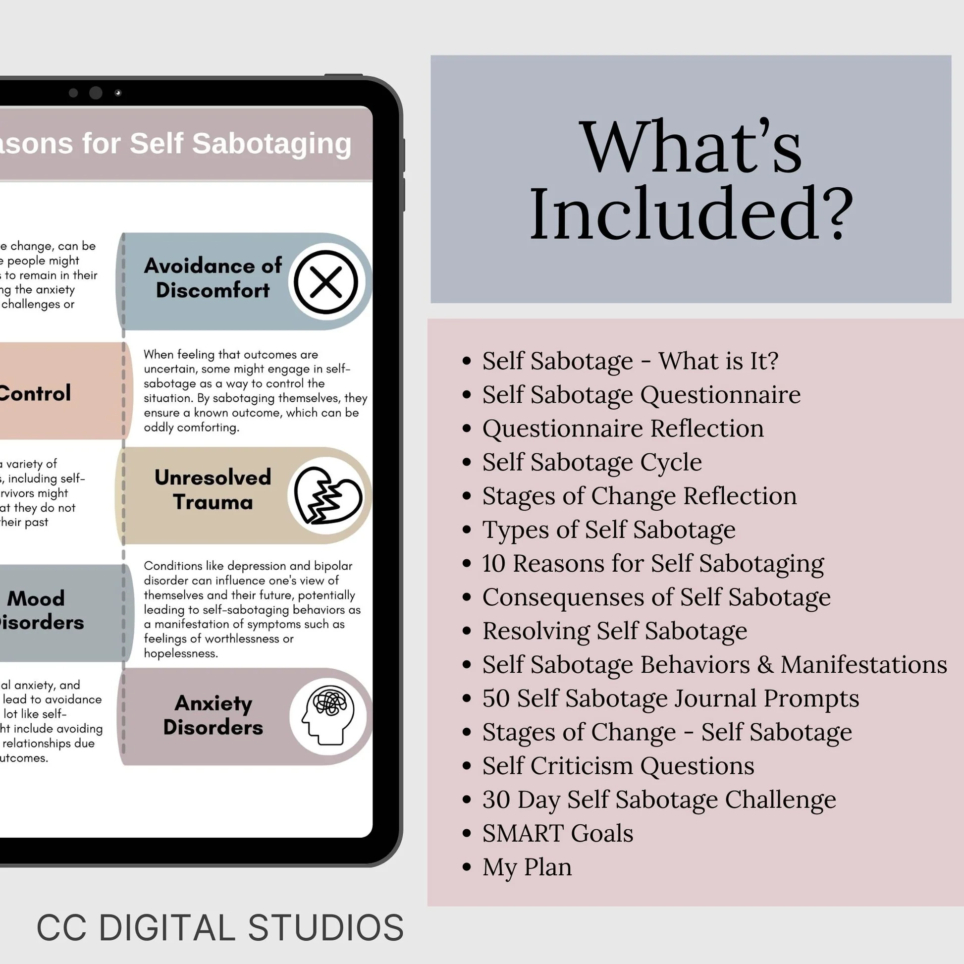 Self Sabotage Worksheets Overcome Self Defeating Behaviors CCDigitalStudios