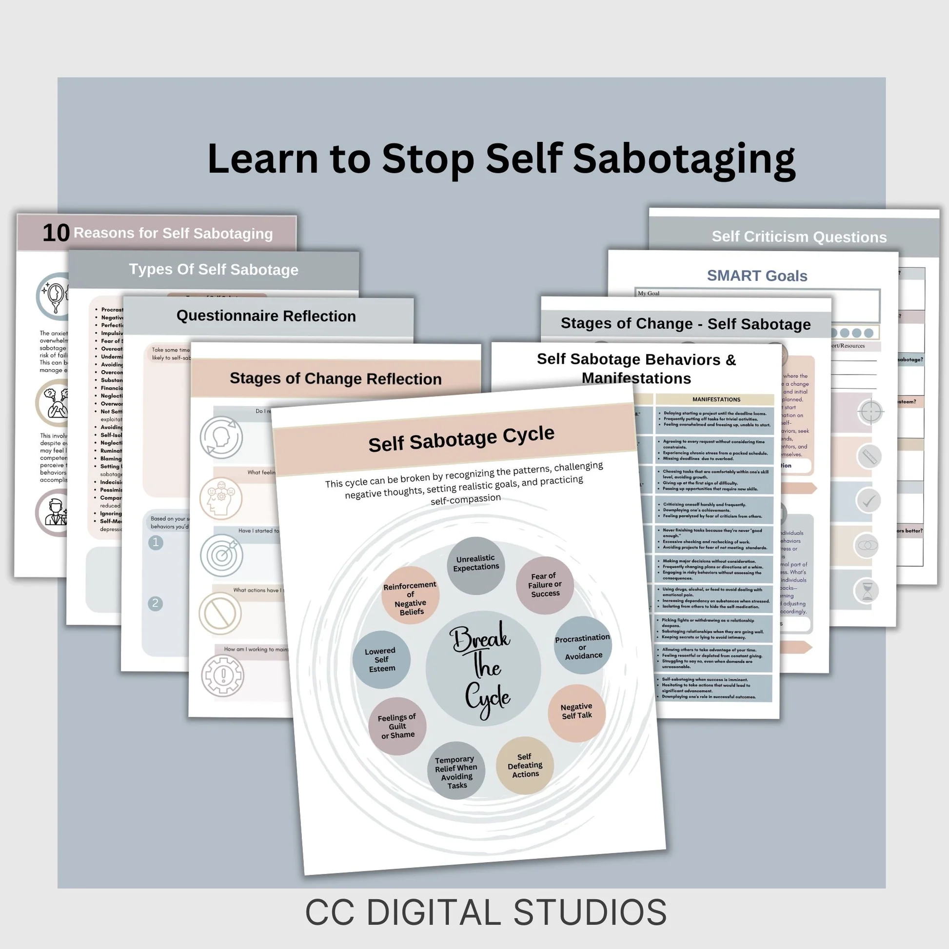 Self Sabotage Worksheets Overcome Self Defeating Behaviors CCDigitalStudios