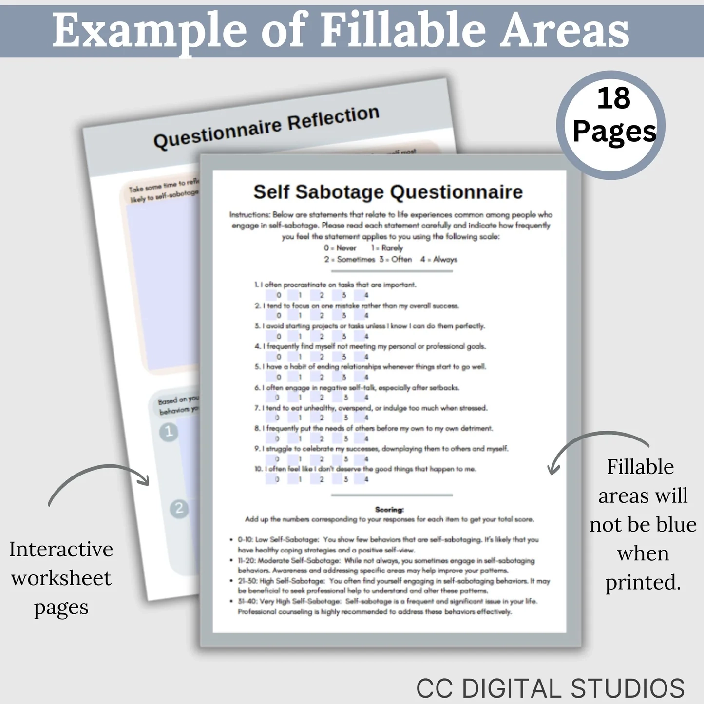 Self Sabotage Worksheets Overcome Self Defeating Behaviors CCDigitalStudios
