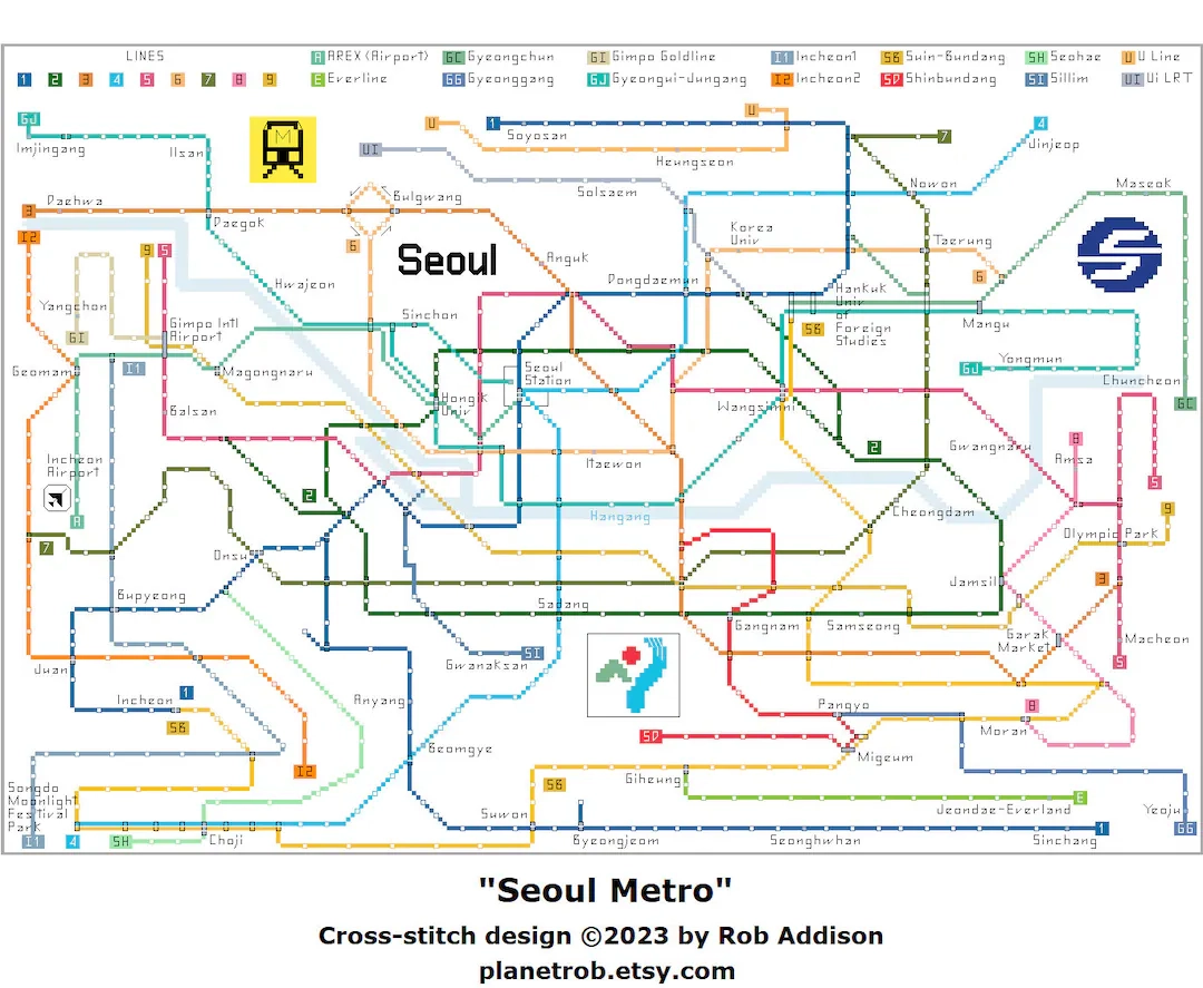 Seoul Metro Map Cross stitch Pattern Korea Subway Chart PDF Download Etsy Seoul Metro Map Cross stitch Pattern Korea Subway Chart PDF Download Etsy