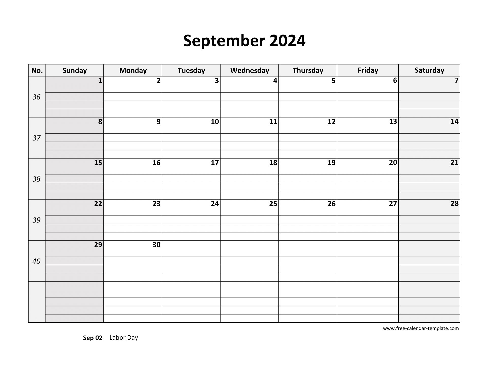 Printable Monthly Calendar September