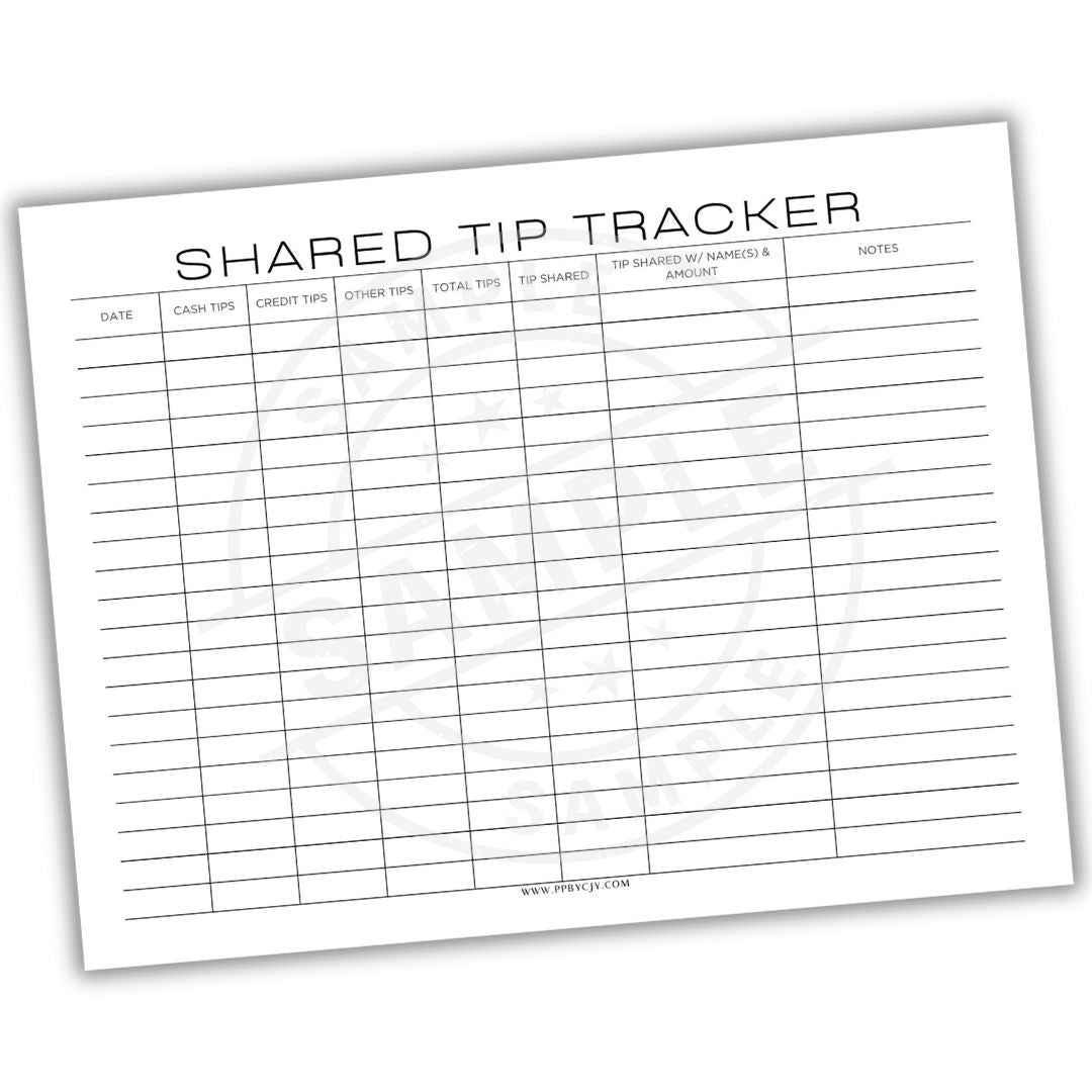 Free Printable Tip Chart