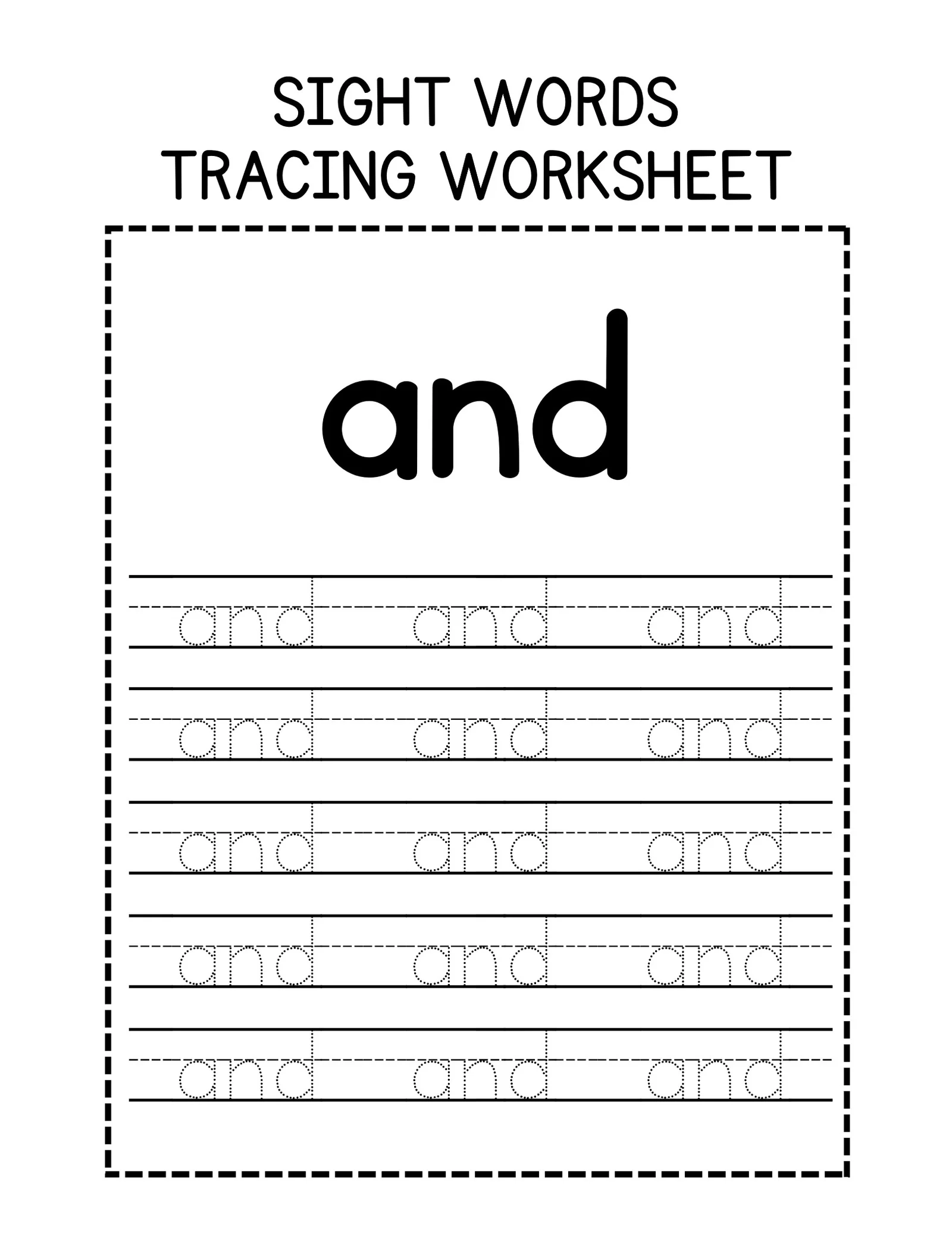 Sight Word Tracing Worksheet Ireadlibrary