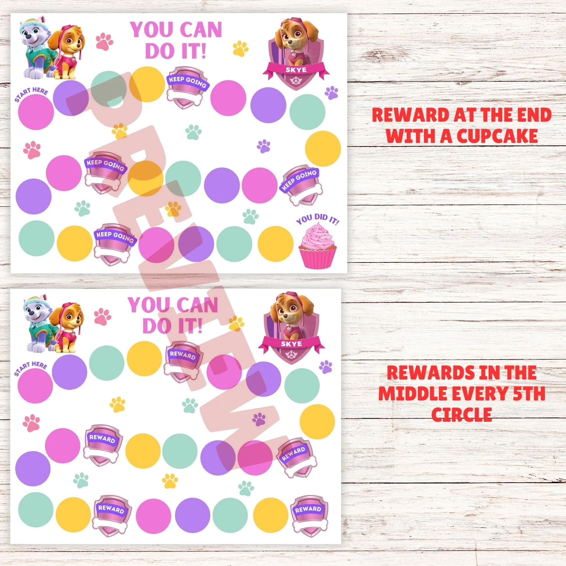 Skye And Everest Paw Patrol Reward Chart Printable Girl Paw Patrol R Girly Girl Tutus