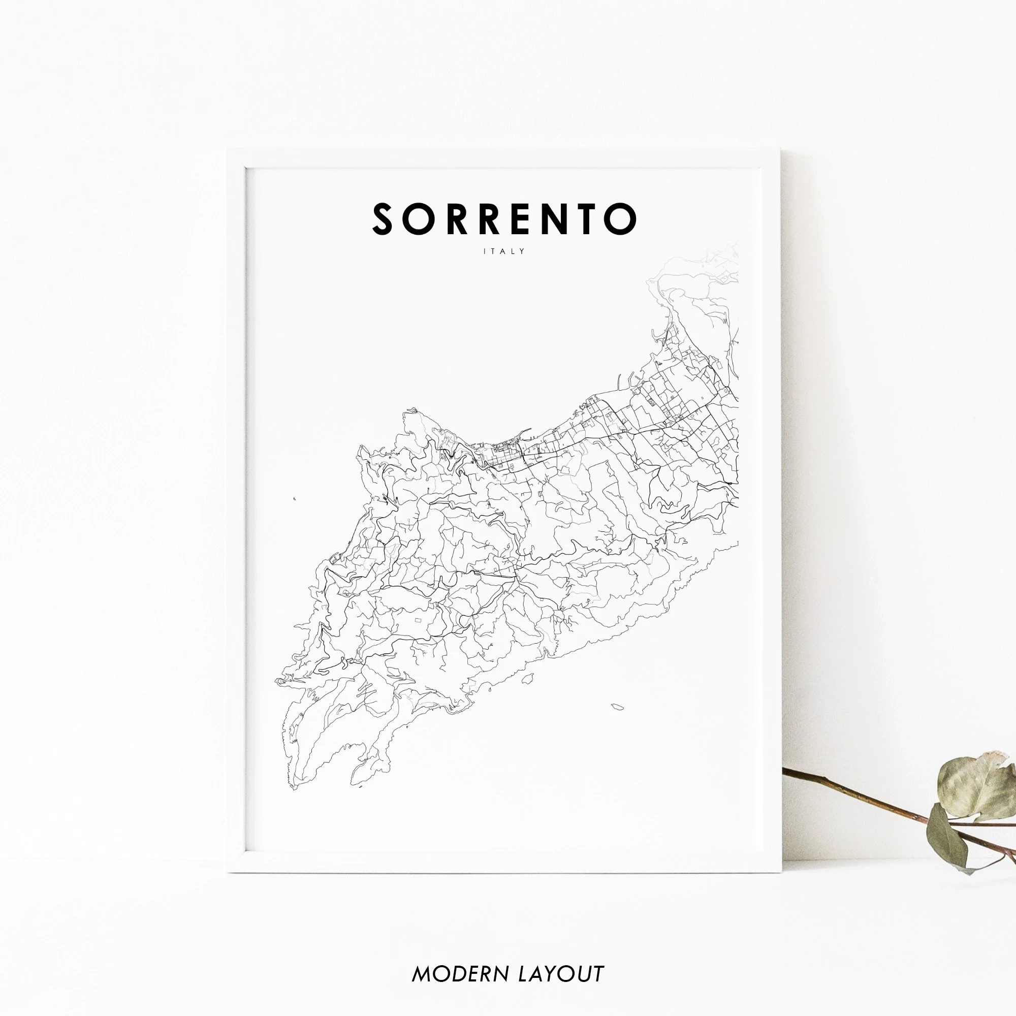 Sorrento Italy Map Print Italia Map Art Poster Naples Campania City Street Road Map Print Nursery Room Wall Office Decor Printable Map Etsy