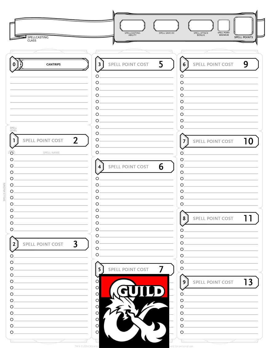 Spell Point Spell Sheet Dungeon Masters Guild DriveThruRPG Spell Point Spell Sheet Dungeon Masters Guild DriveThruRPG