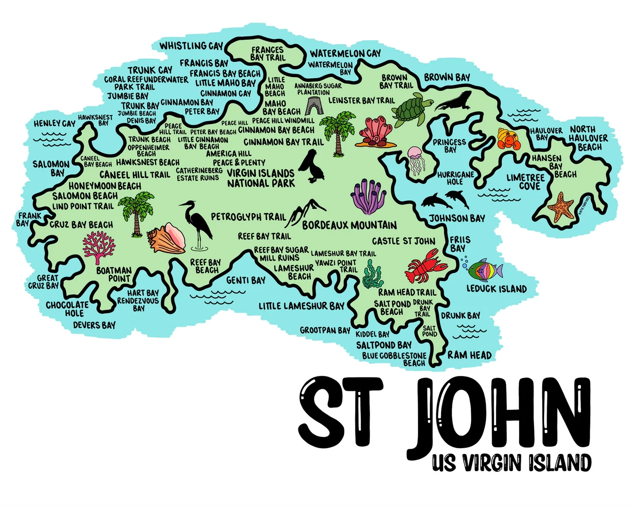 St John Map Print Whereabouts Shop St John Map Print Whereabouts Shop