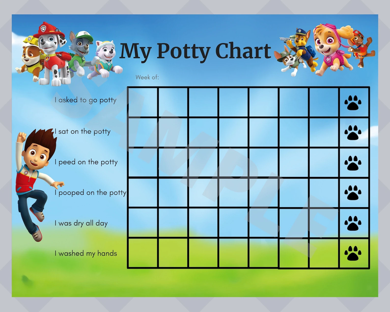Paw Patrol Sticker Chart Free Printable