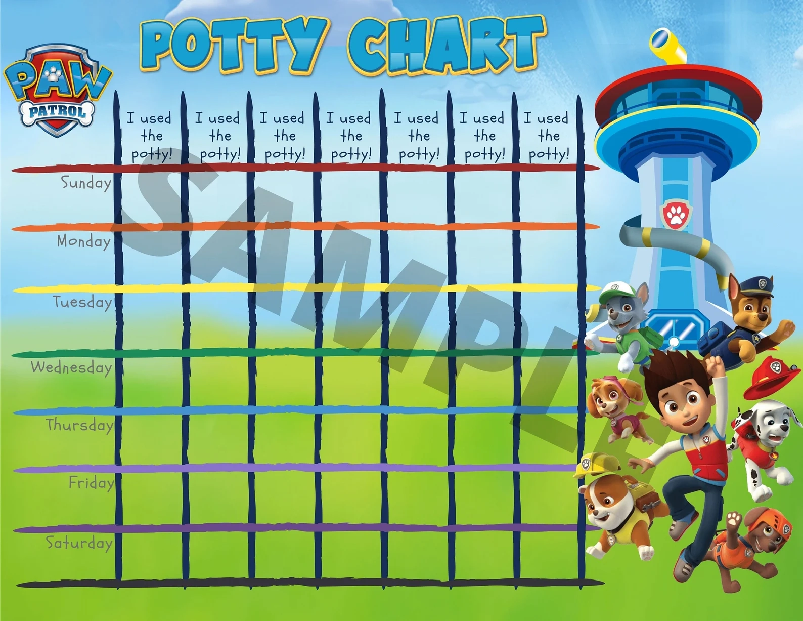 Paw Patrol Sticker Chart Free Printable