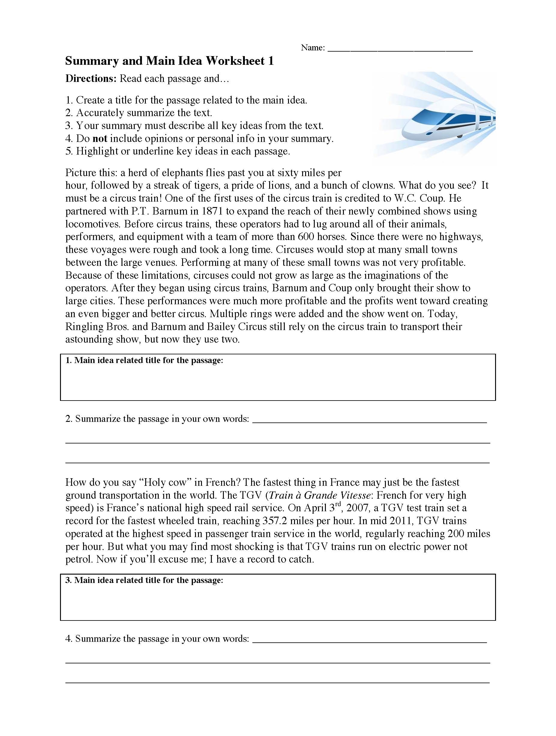 Summarizing Worksheets U0026 Activities Reading Comprehension