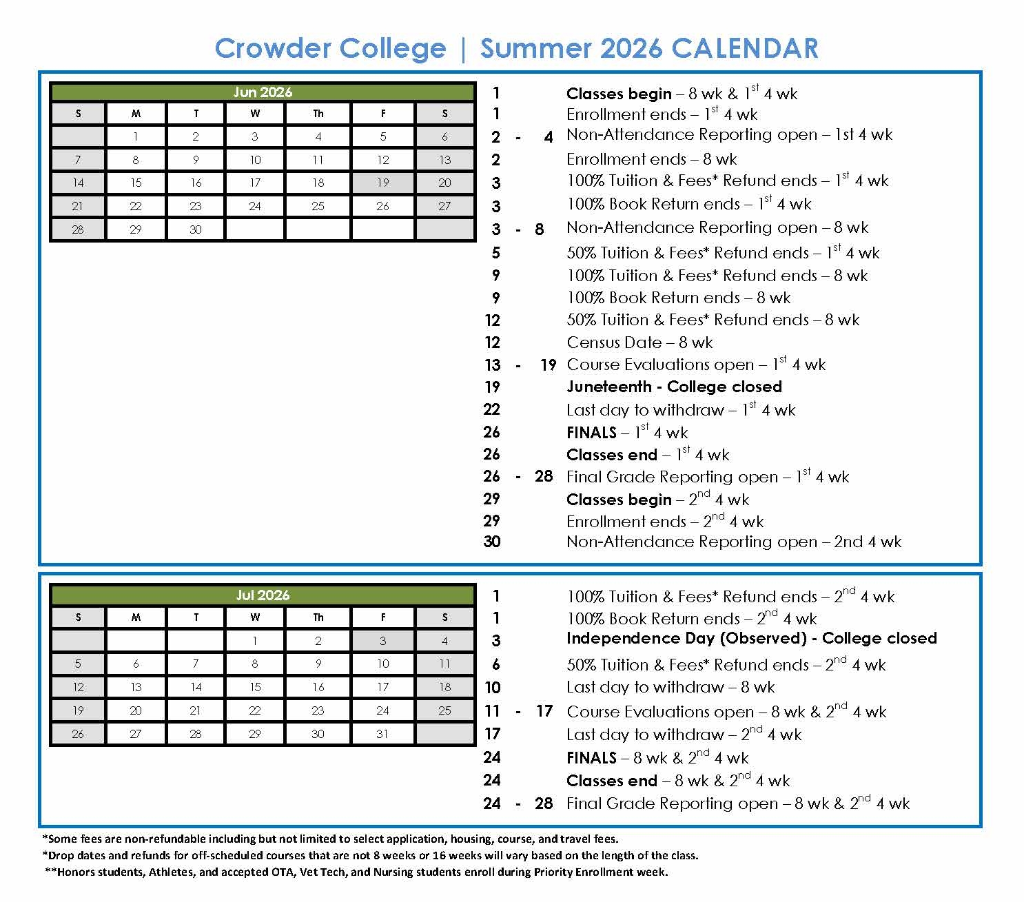 Tcu Academic Calendar 2026 26 Printable
