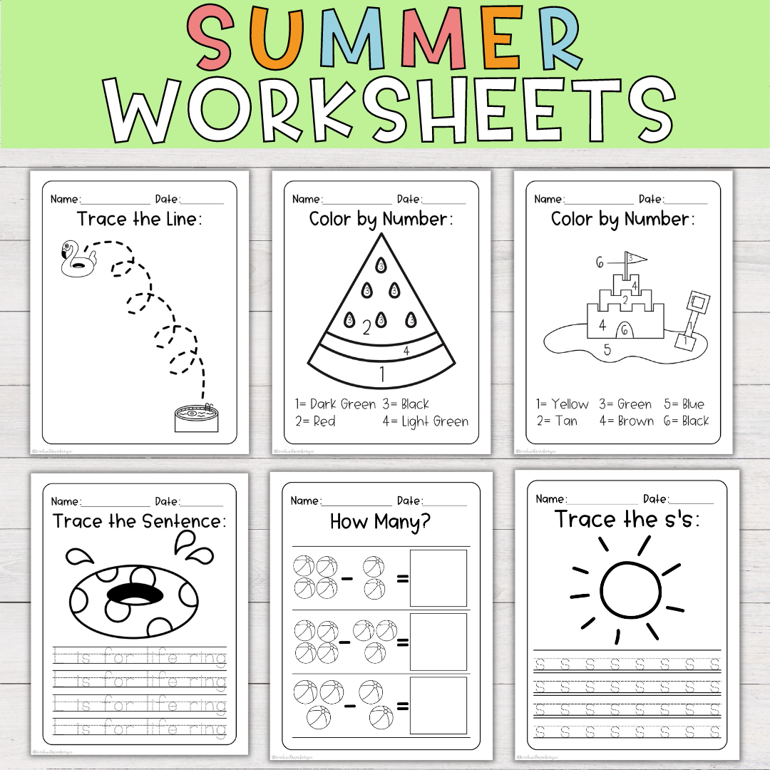 Printable Summer Worksheets For Kindergarten