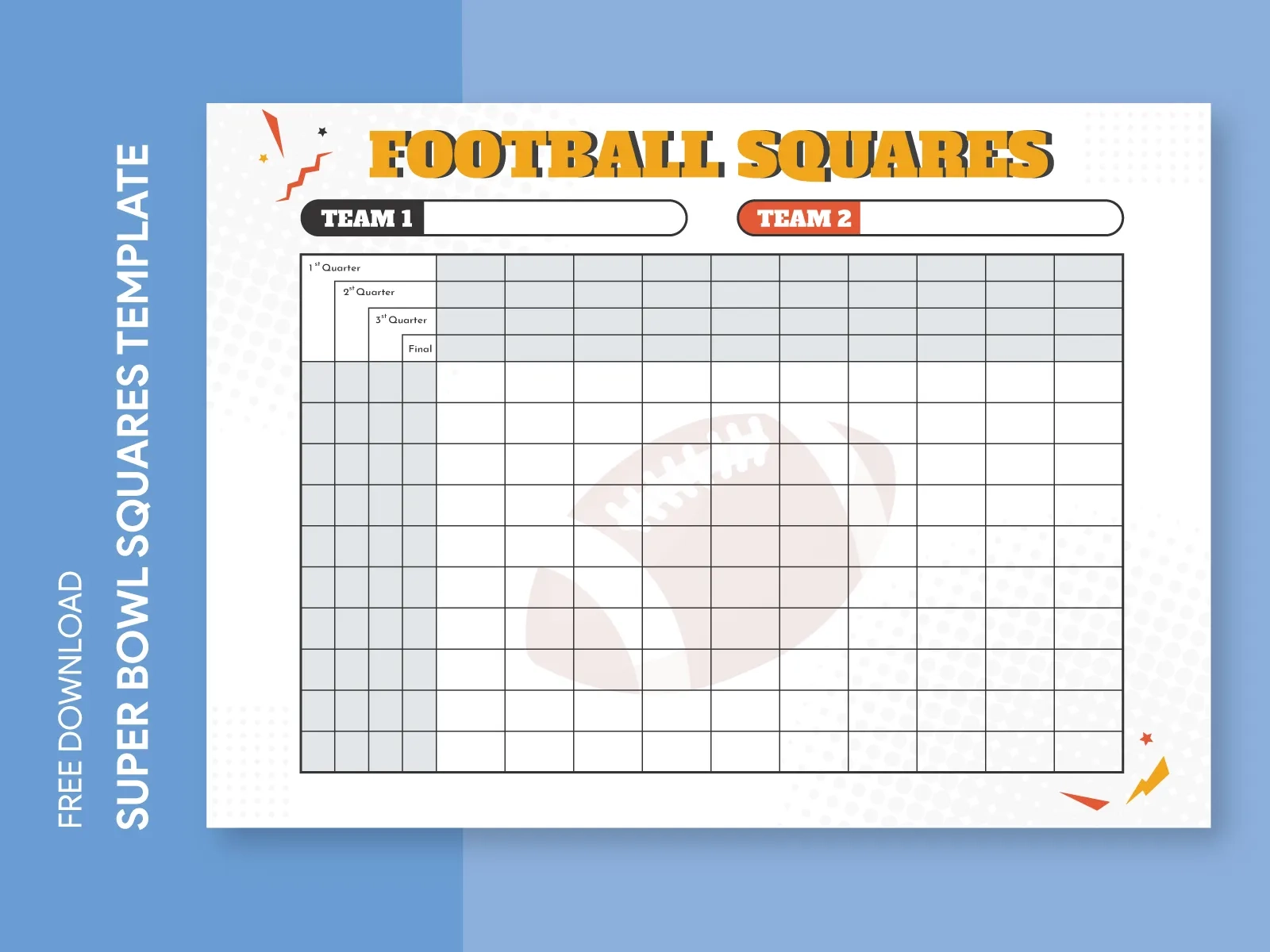 Super Bowl Football Squares Free Google Docs Template By Gdoc On Dribbble