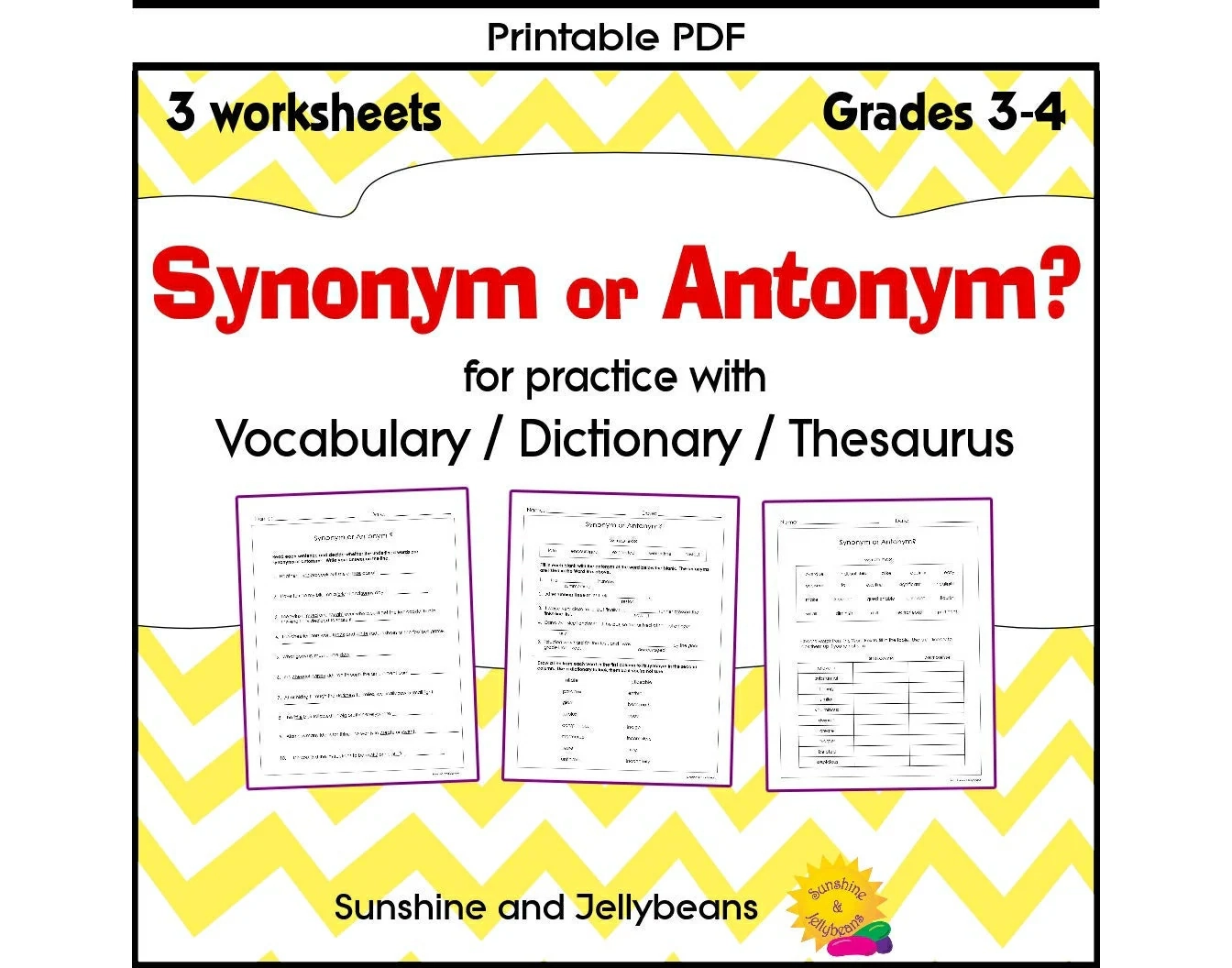 Synonyms And Antonyms Printable Worksheets