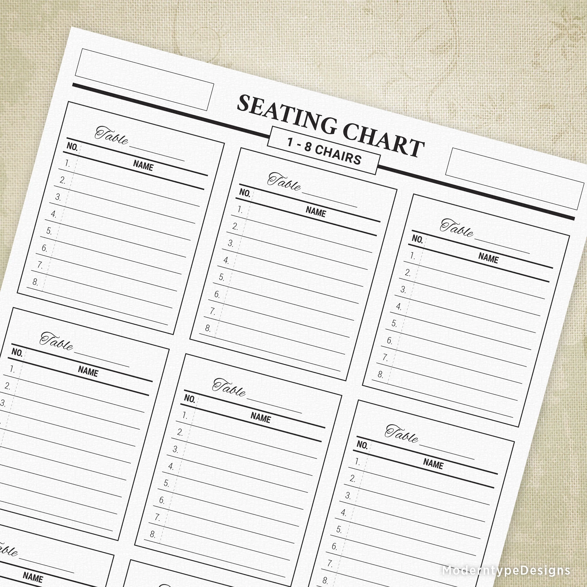 Printable Seating Charts