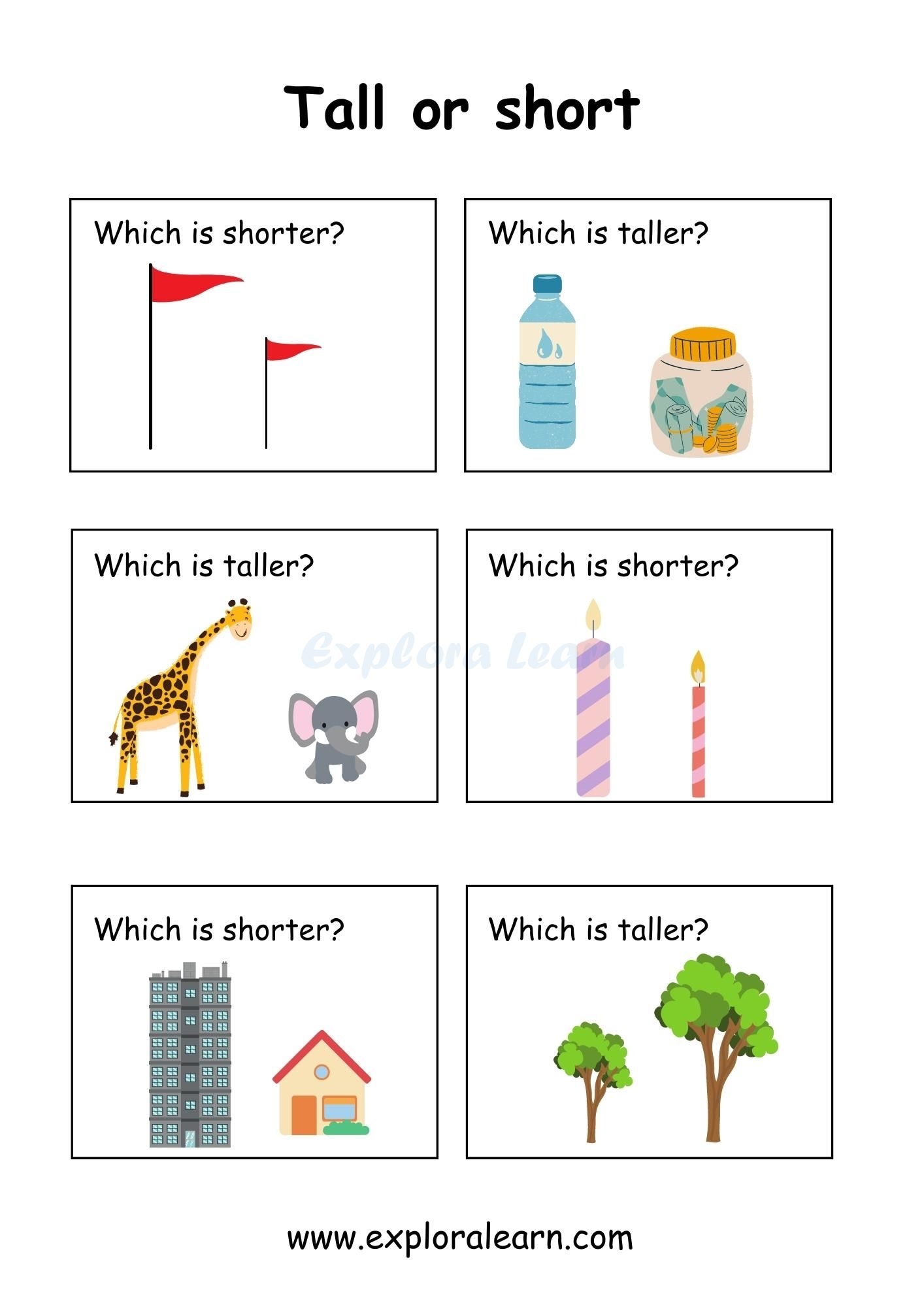Tall And Short Comparison Worksheets For Preschool And Kindergarten 2 To 6 Years Kids Tall And Short Comparison Worksheets For Preschool And Kindergarten 2 To 6 Years Kids