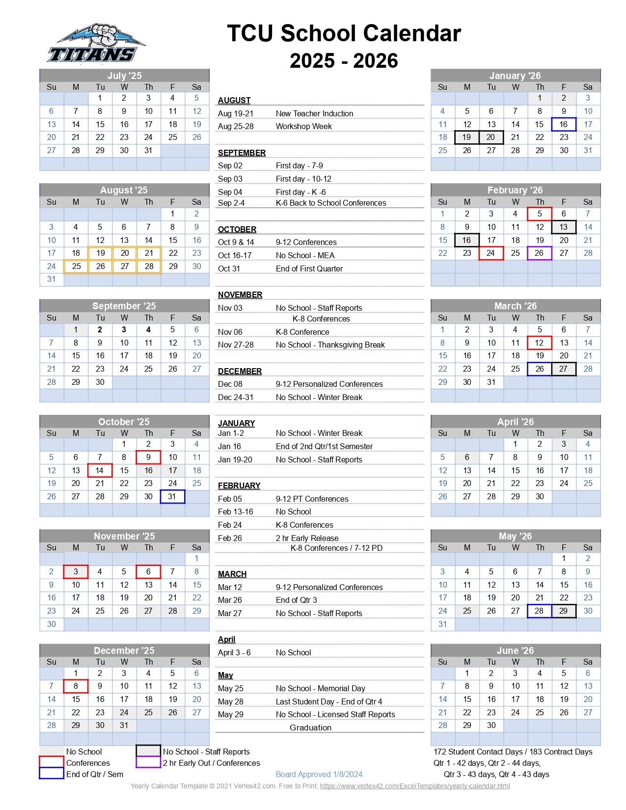 Tcu Academic Calendar 2026 26 Printable