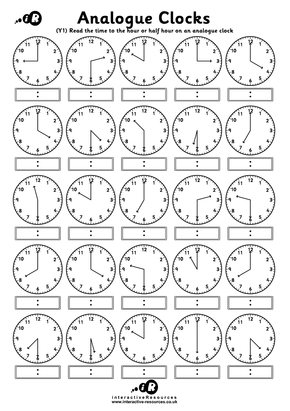 Printable Clock Worksheets