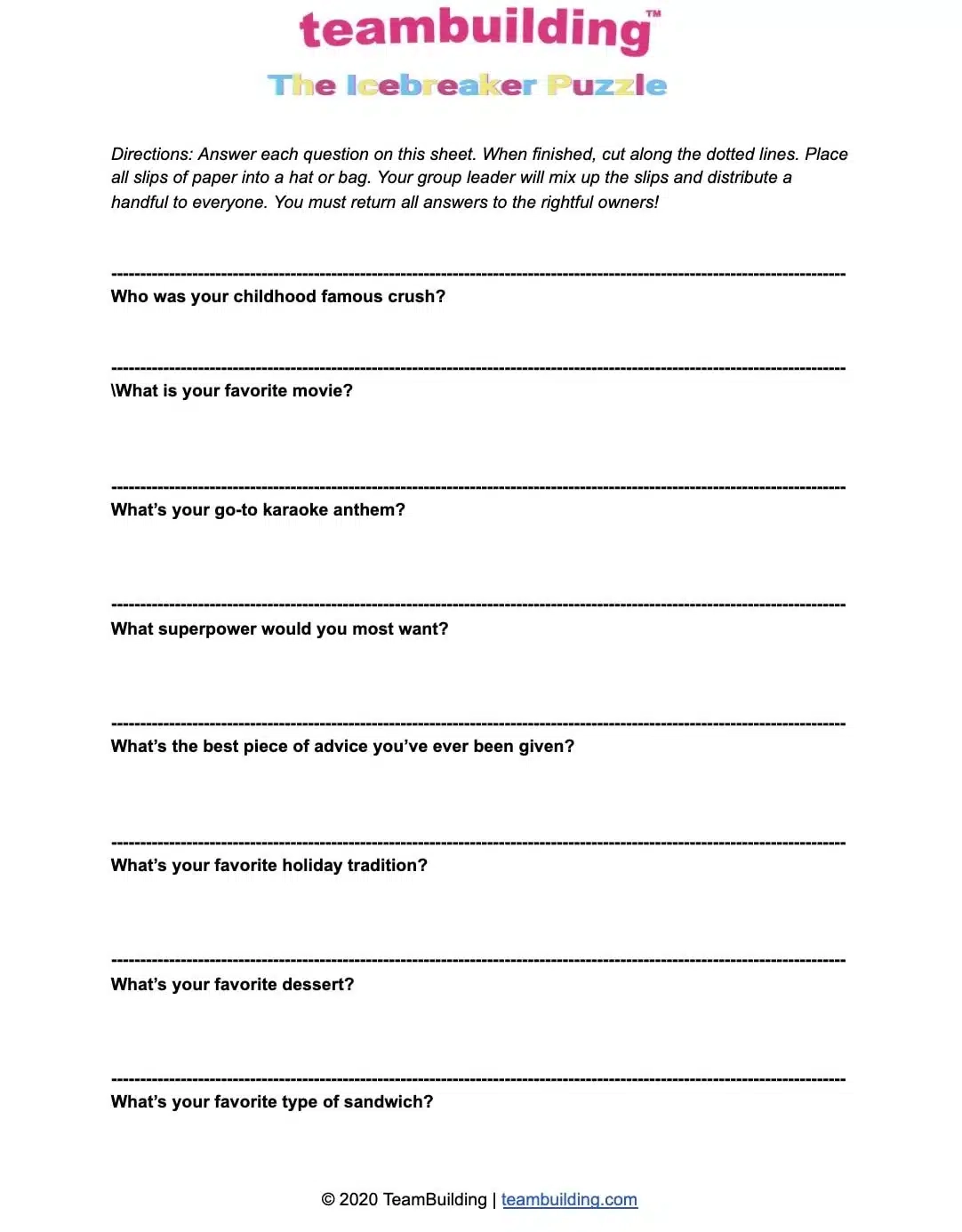 Free Printable Teamwork Worksheets
