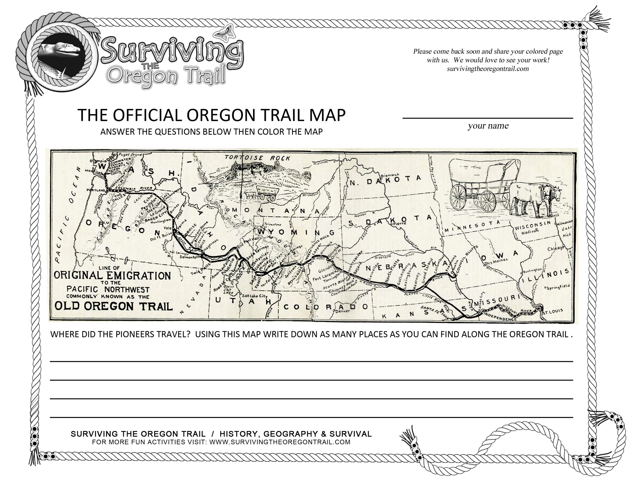 The Actual The Original Oregon Trail Map Surviving The Oregon Trail The Actual The Original Oregon Trail Map Surviving The Oregon Trail