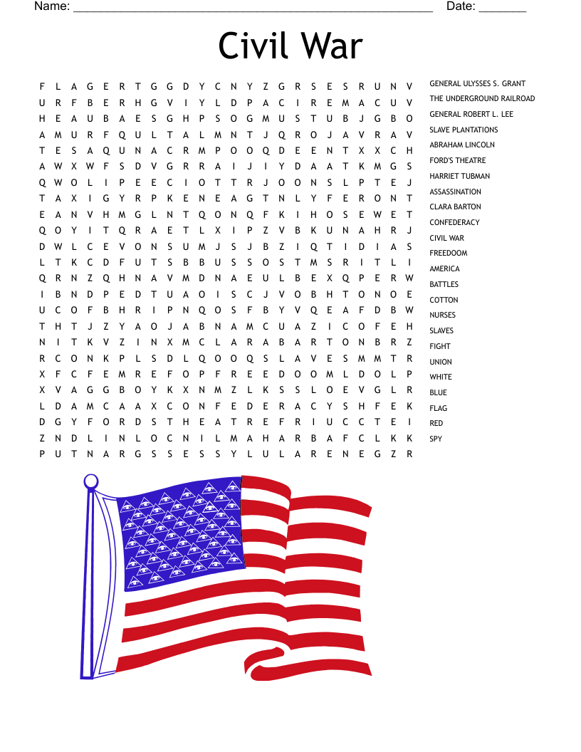 Free Printable Civil War Worksheets