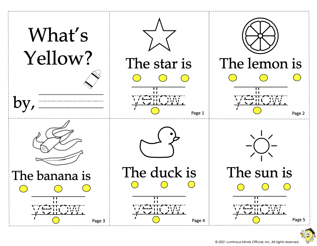 Printable Color Yellow Worksheets For Preschool