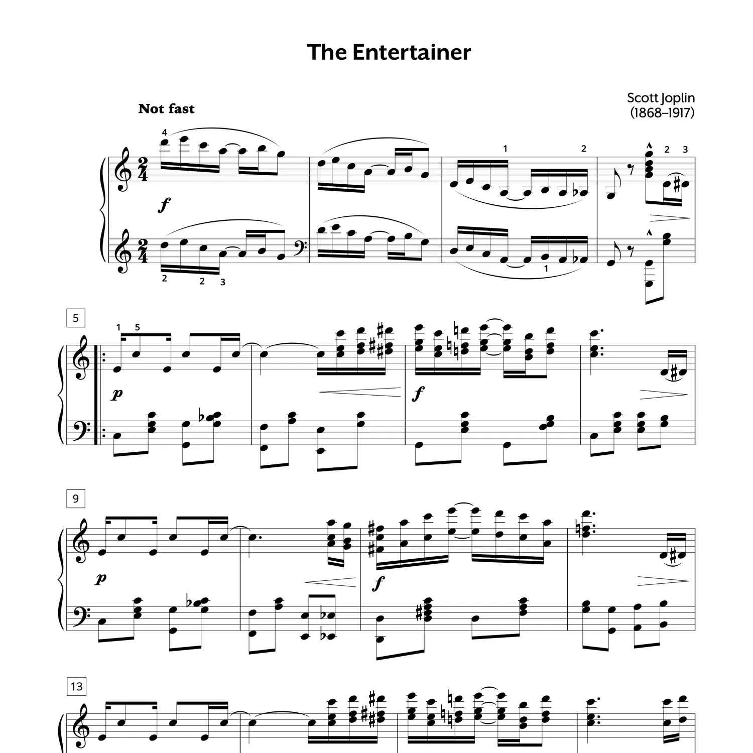 The Entertainer Sheet Music For Piano Original Version