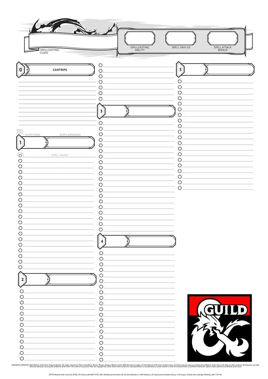 Dnd Spell Sheet Printable Dnd Spell Sheet Printable