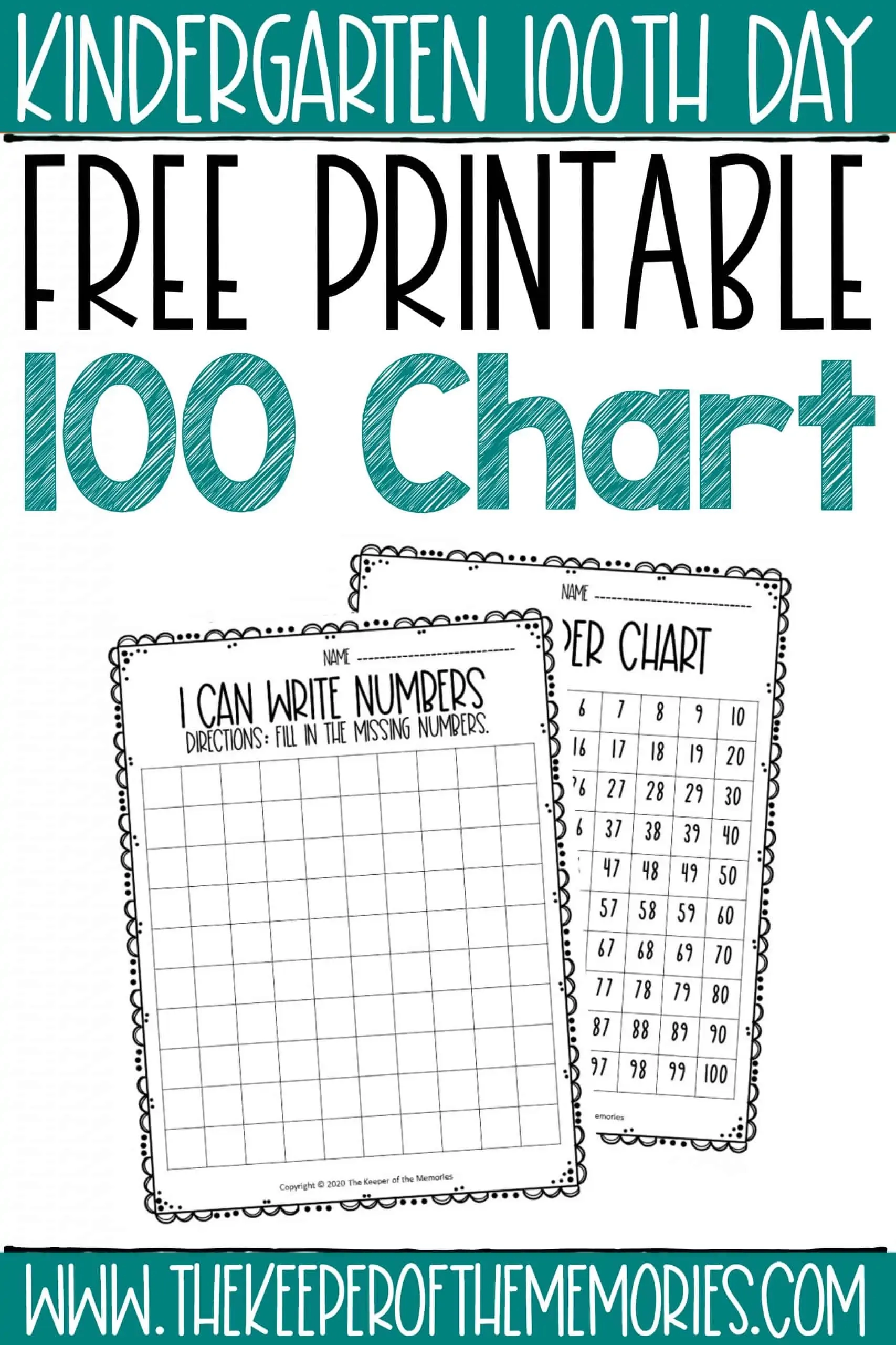 These Free Printable 100 Chart Worksheets Make Great Extra Practice For Kindergartners And First Graders The Keeper Of The Memories