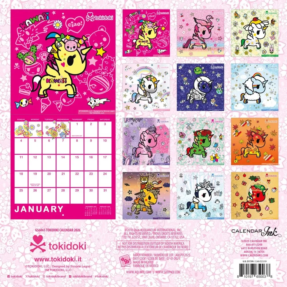 Tokidoki 2026 Wall Calendar Calendars