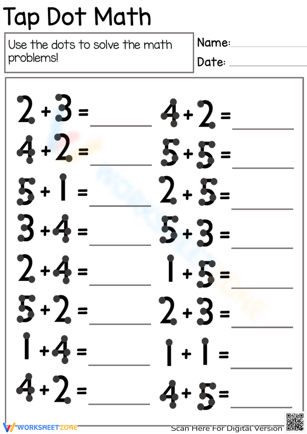 Printable Touch Point Math Worksheet