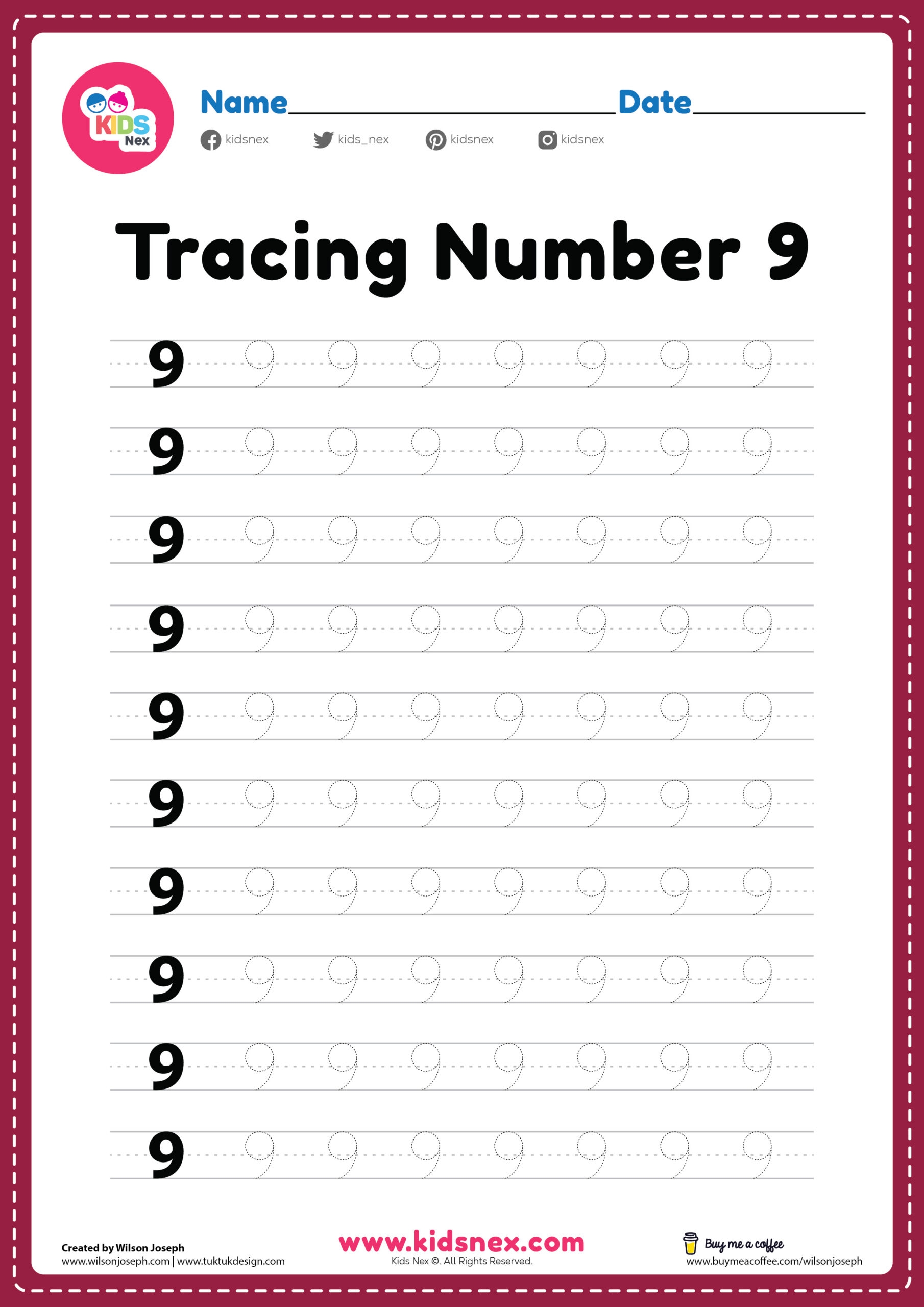 Printable Number 9 Worksheets Printable Number 9 Worksheets