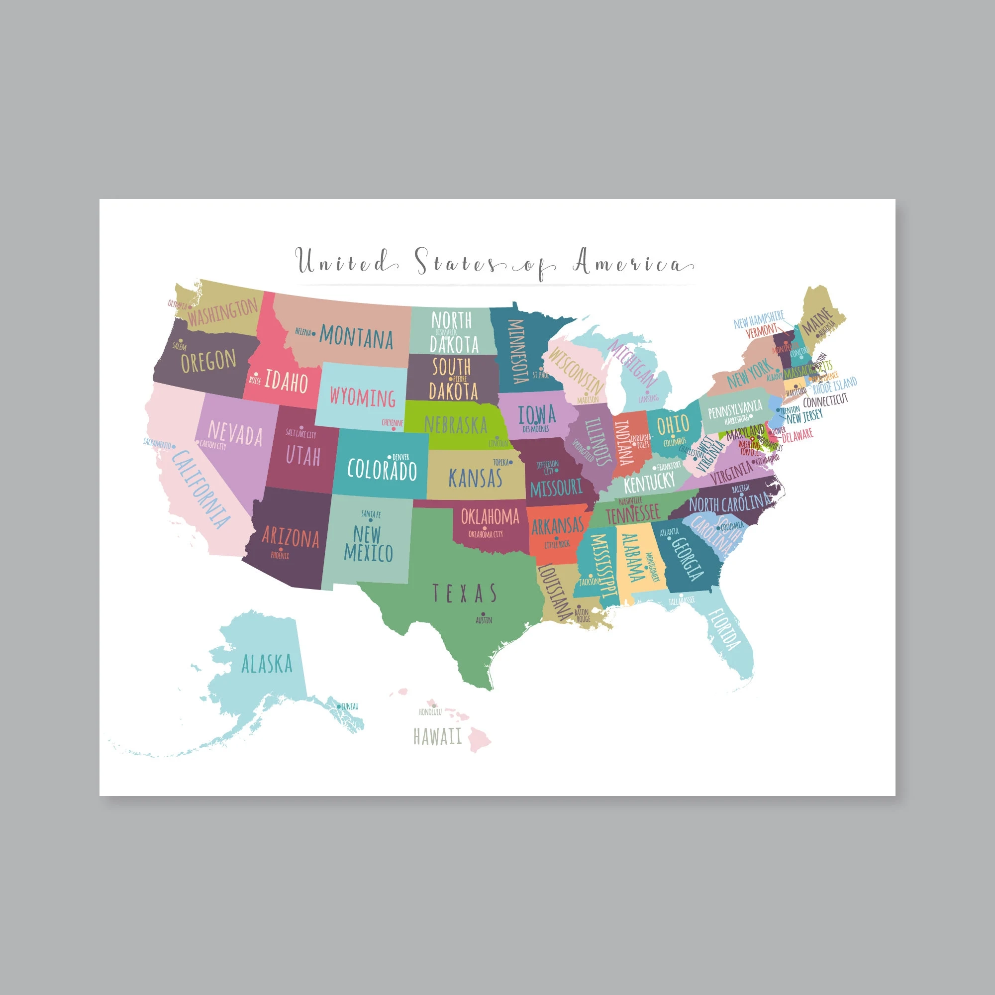 US Map Capitals Wall Art PRINTABLE United States Map Print Usa States Capitals Map Poster USA Map For Kids Kids Room Decor P452 Etsy US Map Capitals Wall Art PRINTABLE United States Map Print Usa States Capitals Map Poster USA Map For Kids Kids Room Decor P452 Etsy