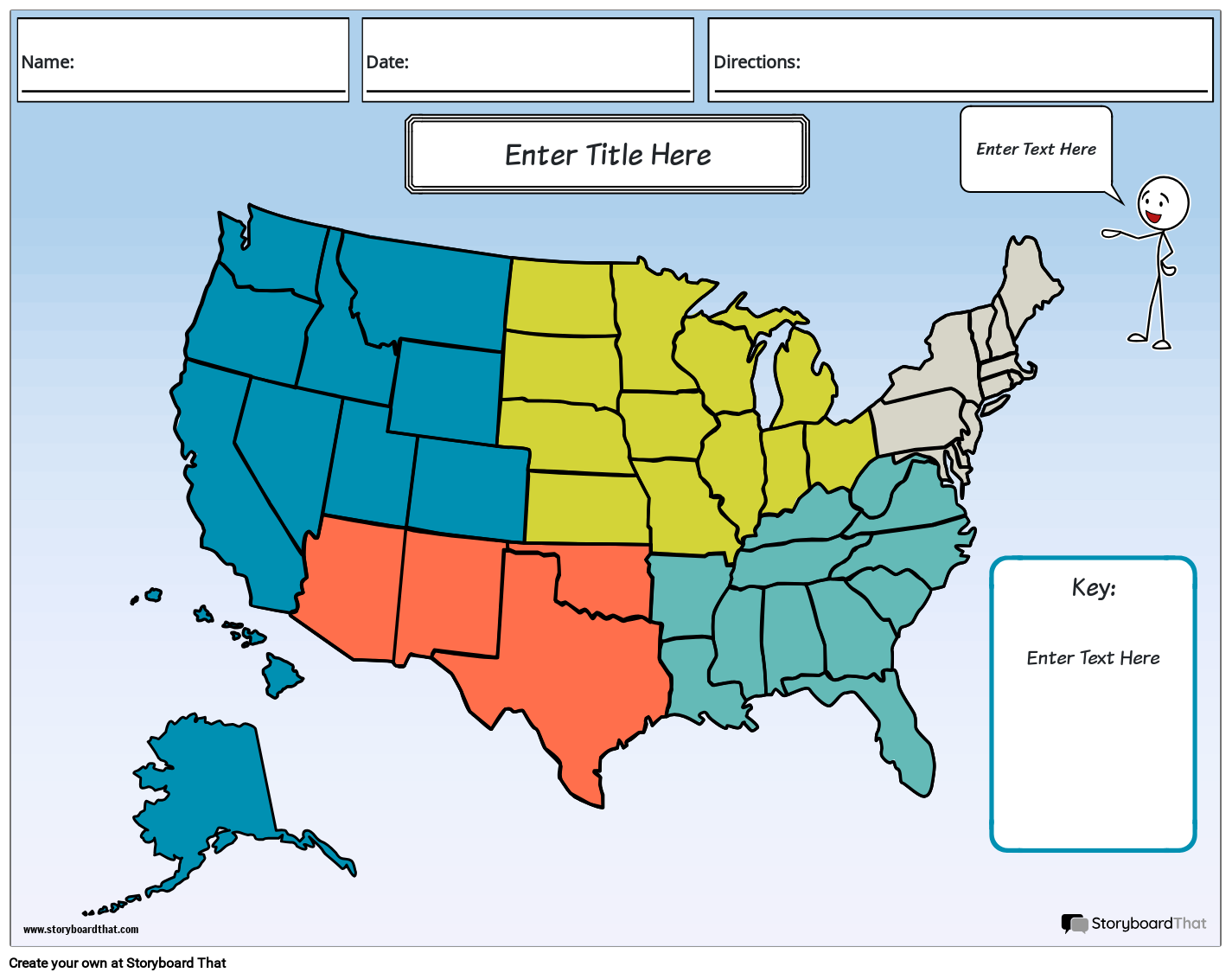 US Regions Storyboard By Worksheet templates