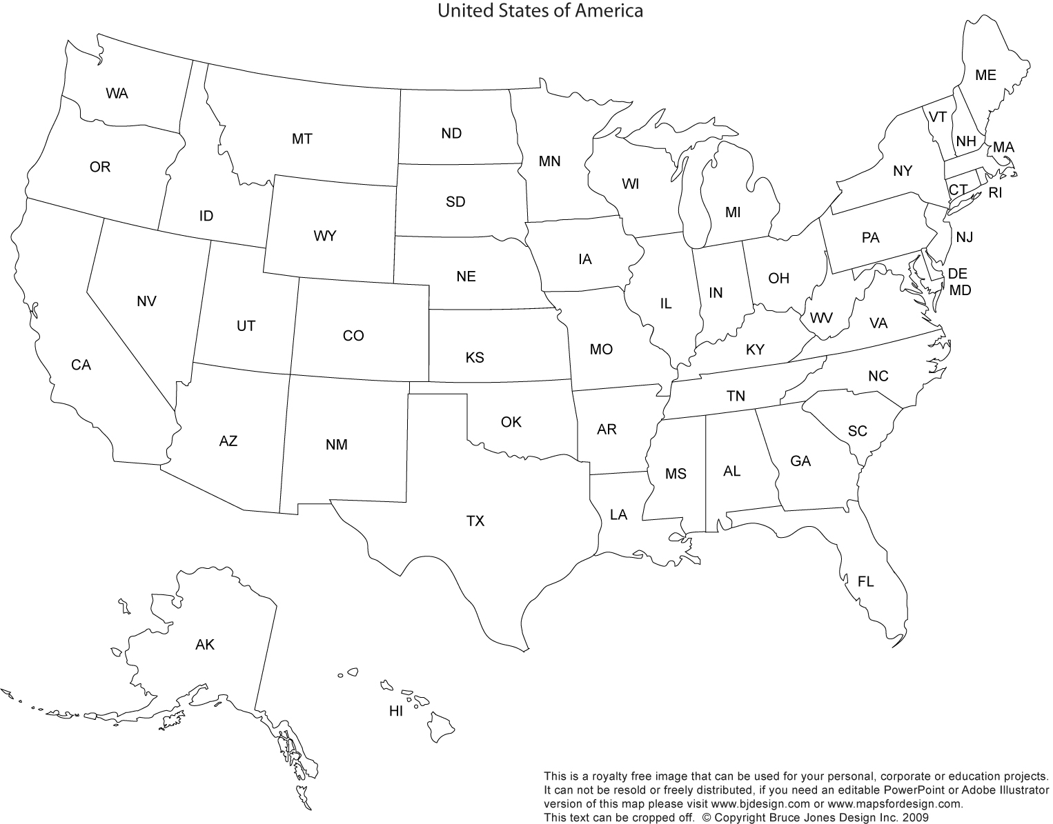 Map Of Usa States Printable