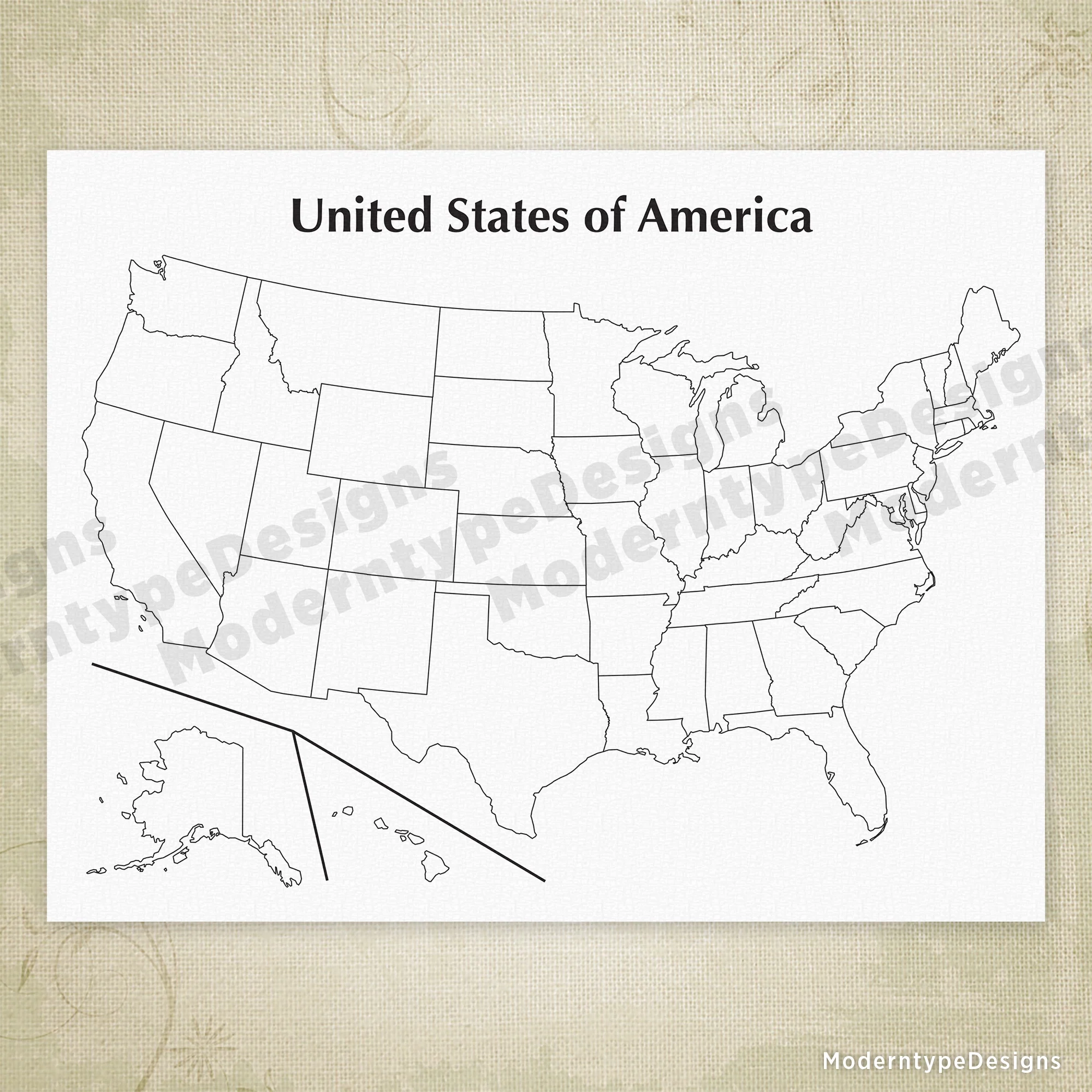 Printable United States Map Blank