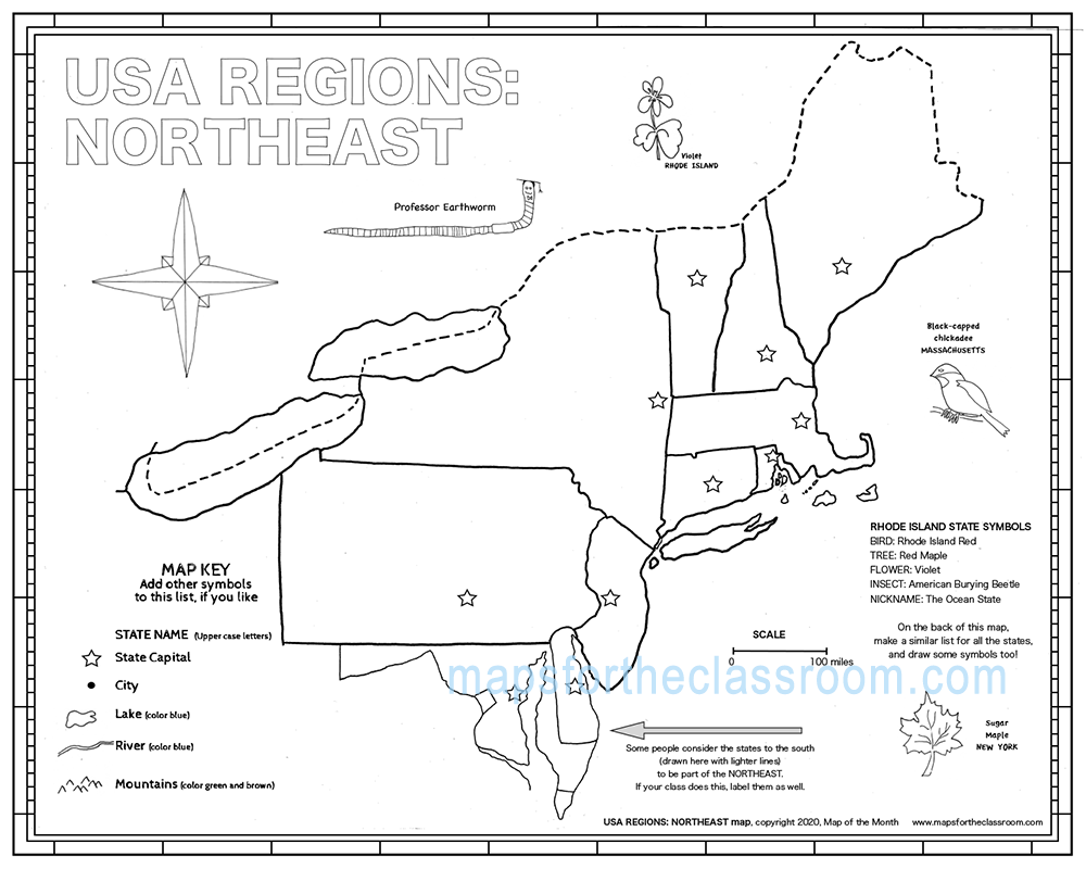 Northeast States Map Printable