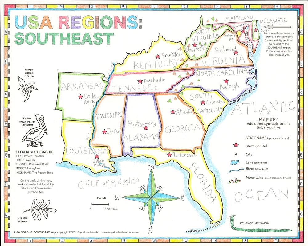 Blank Southeast Region Map Printable