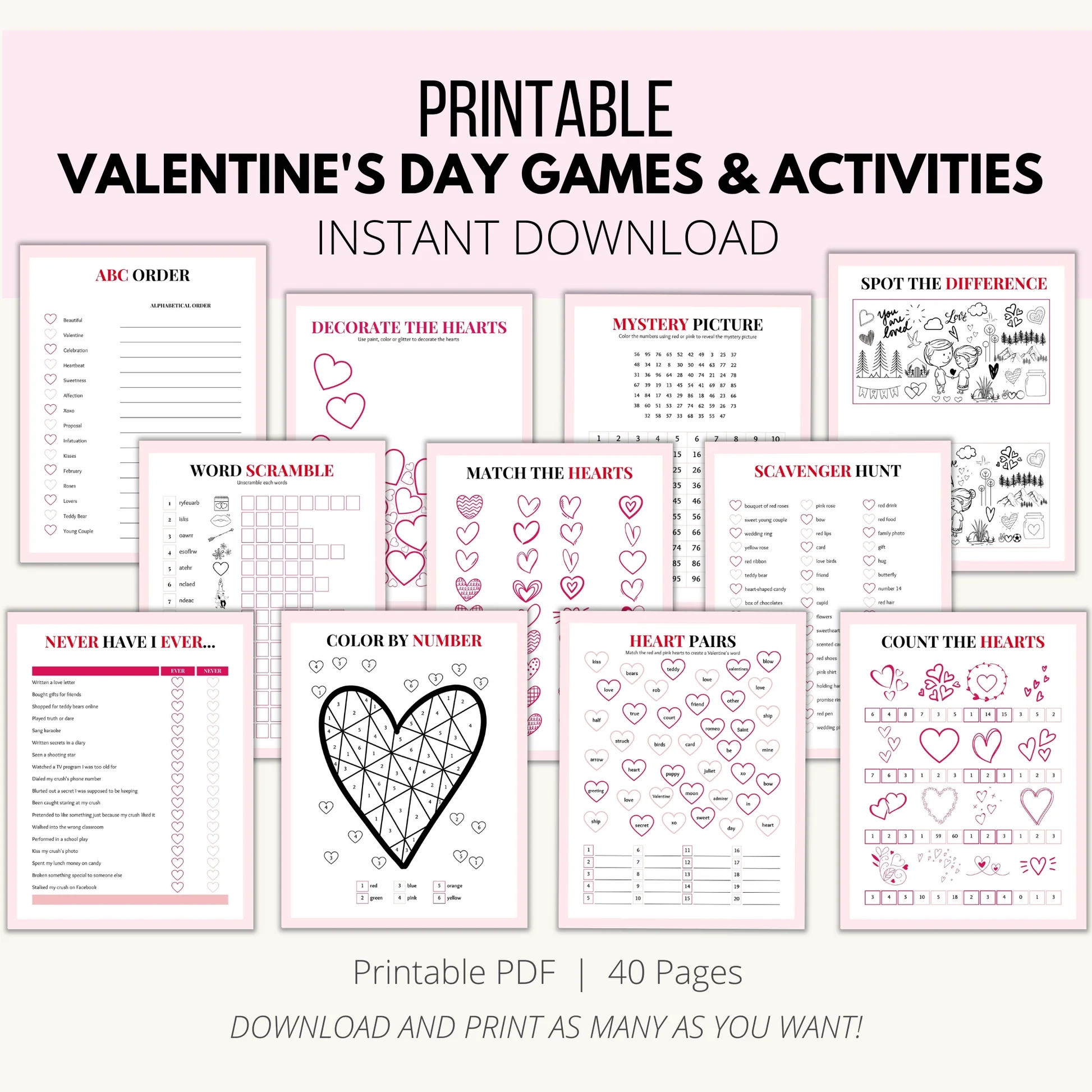 Free Printable Valentine's Activity Sheets