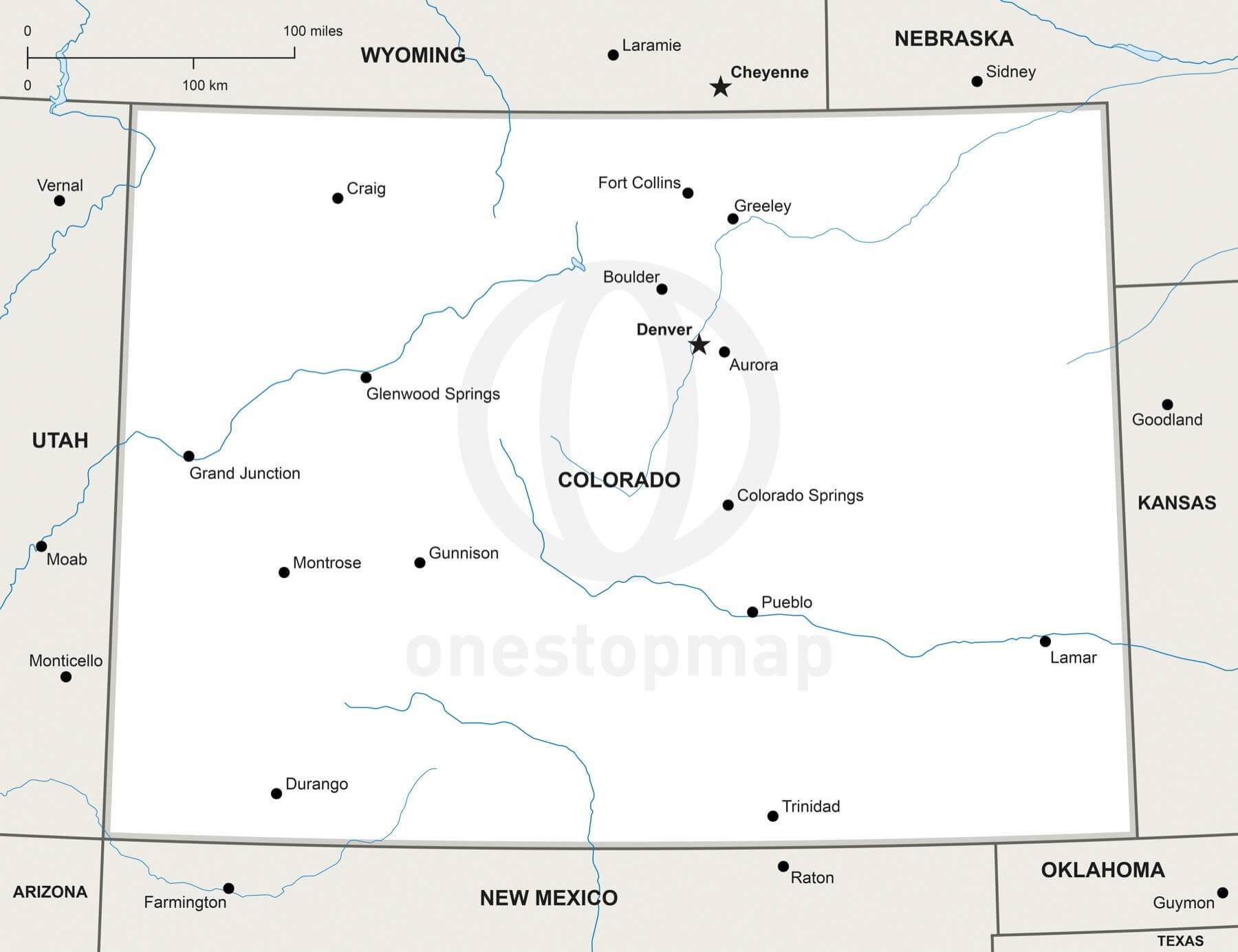Vector Map Of Colorado Political One Stop Map