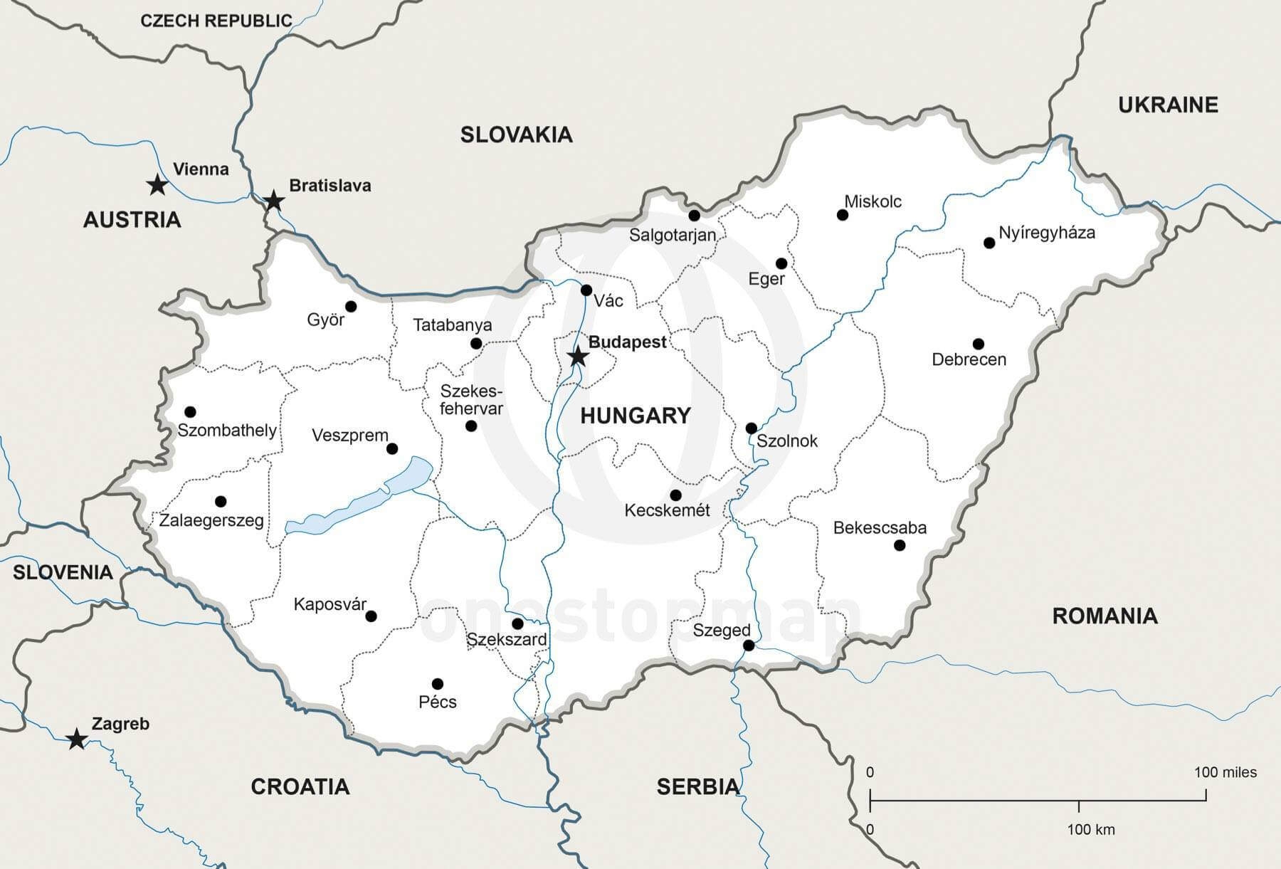 Printable Map Of Hungary
