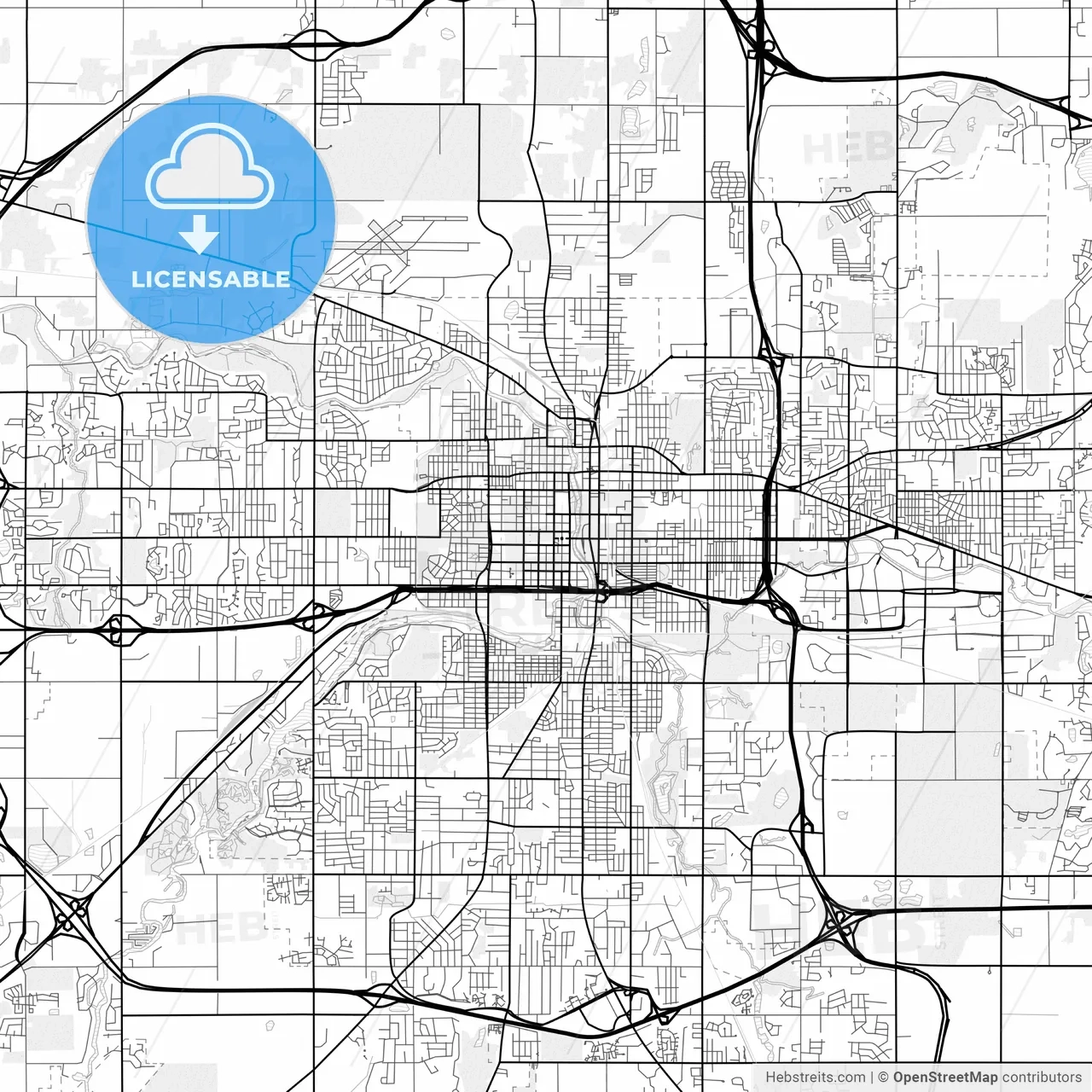 Vector Pdf Map Of Lansing Michigan United States HEBSTREITS